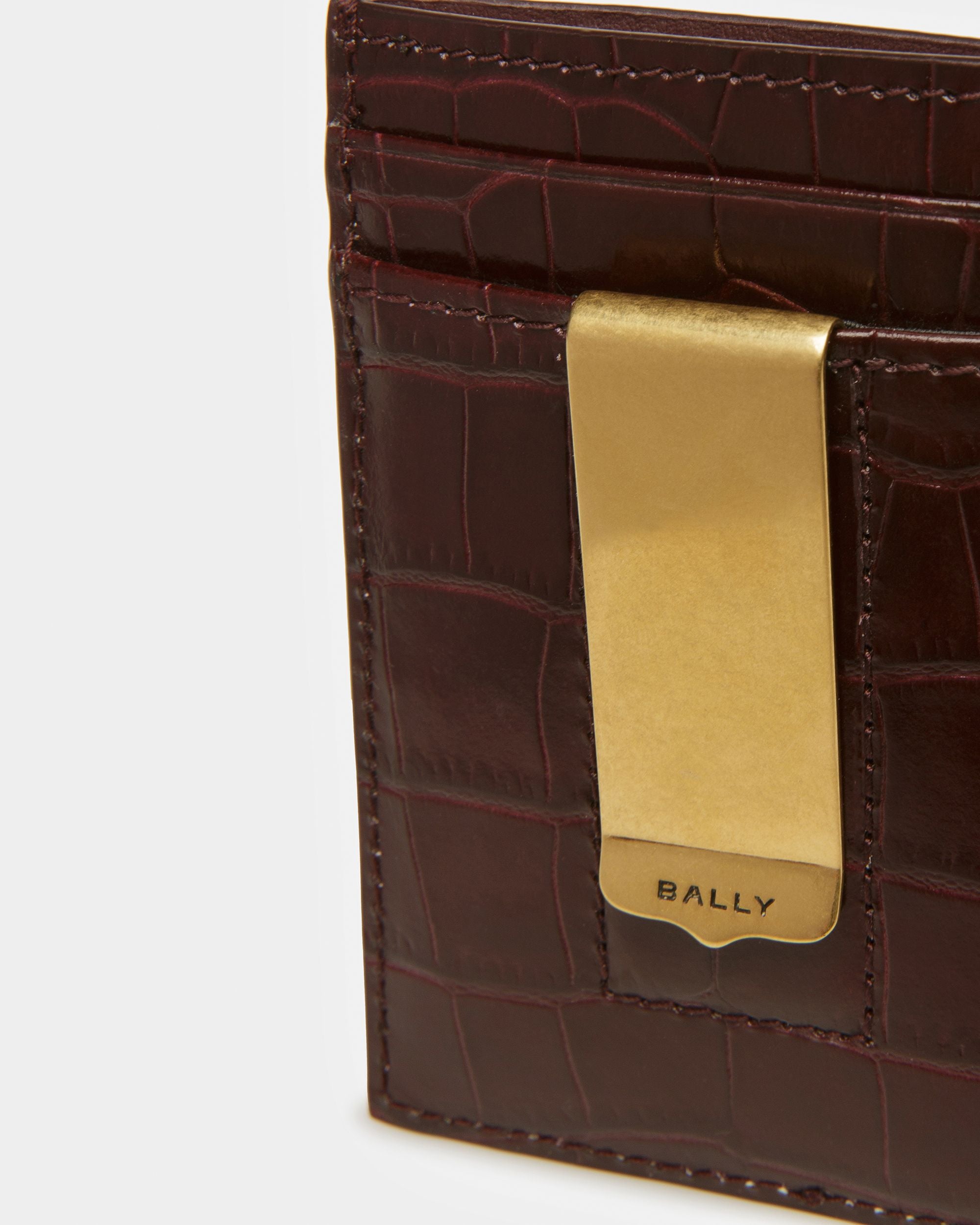 Business Card Holder In Crocodile Embossed - Men's - Bally - 04
