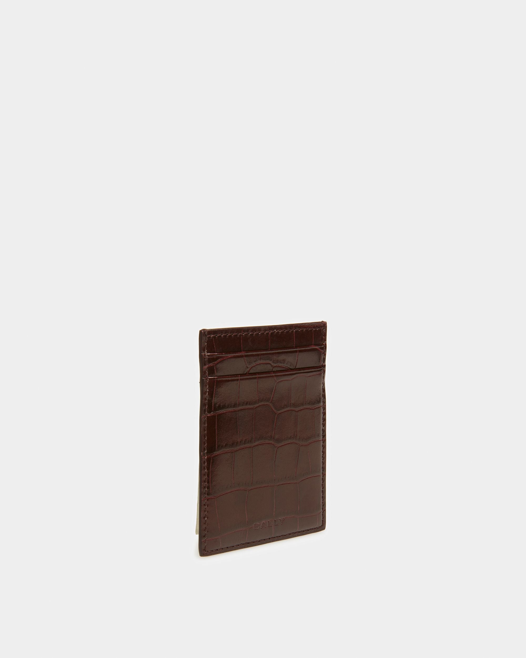Business Card Holder In Crocodile Embossed - Men's - Bally - 05