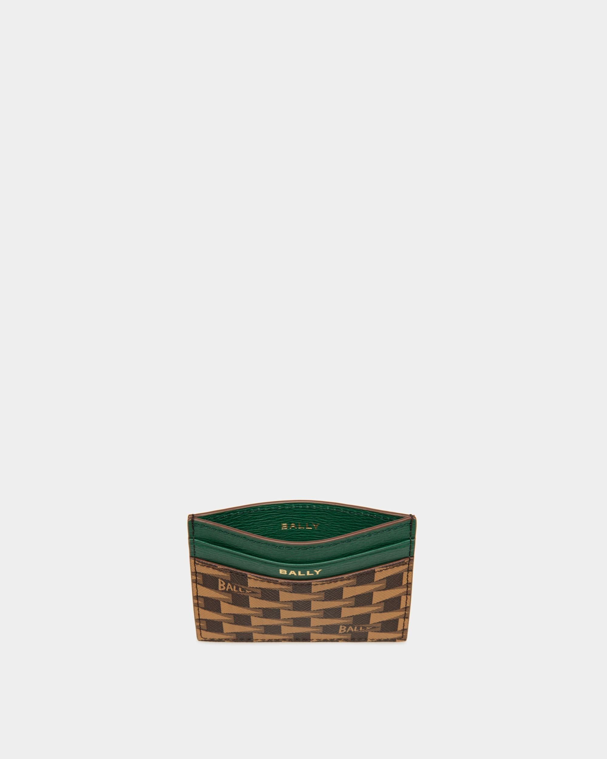 Pennant Business Card Holder In Desert And Kelly Green Leather And TPU - Men's - Bally - 03
