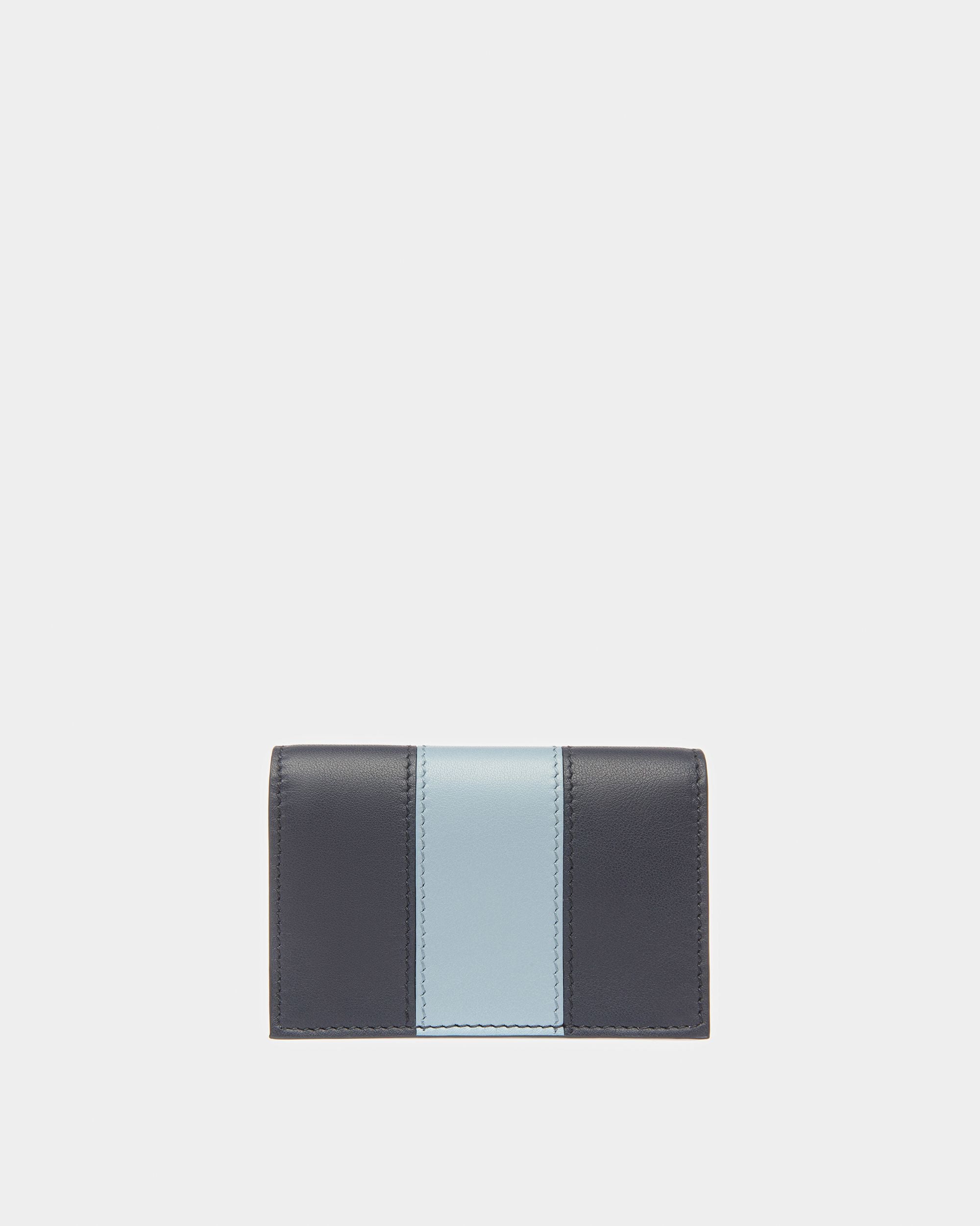 Balee Leather Business Card Holder In Midnight Blue And Light Blue - Men's - Bally - 02