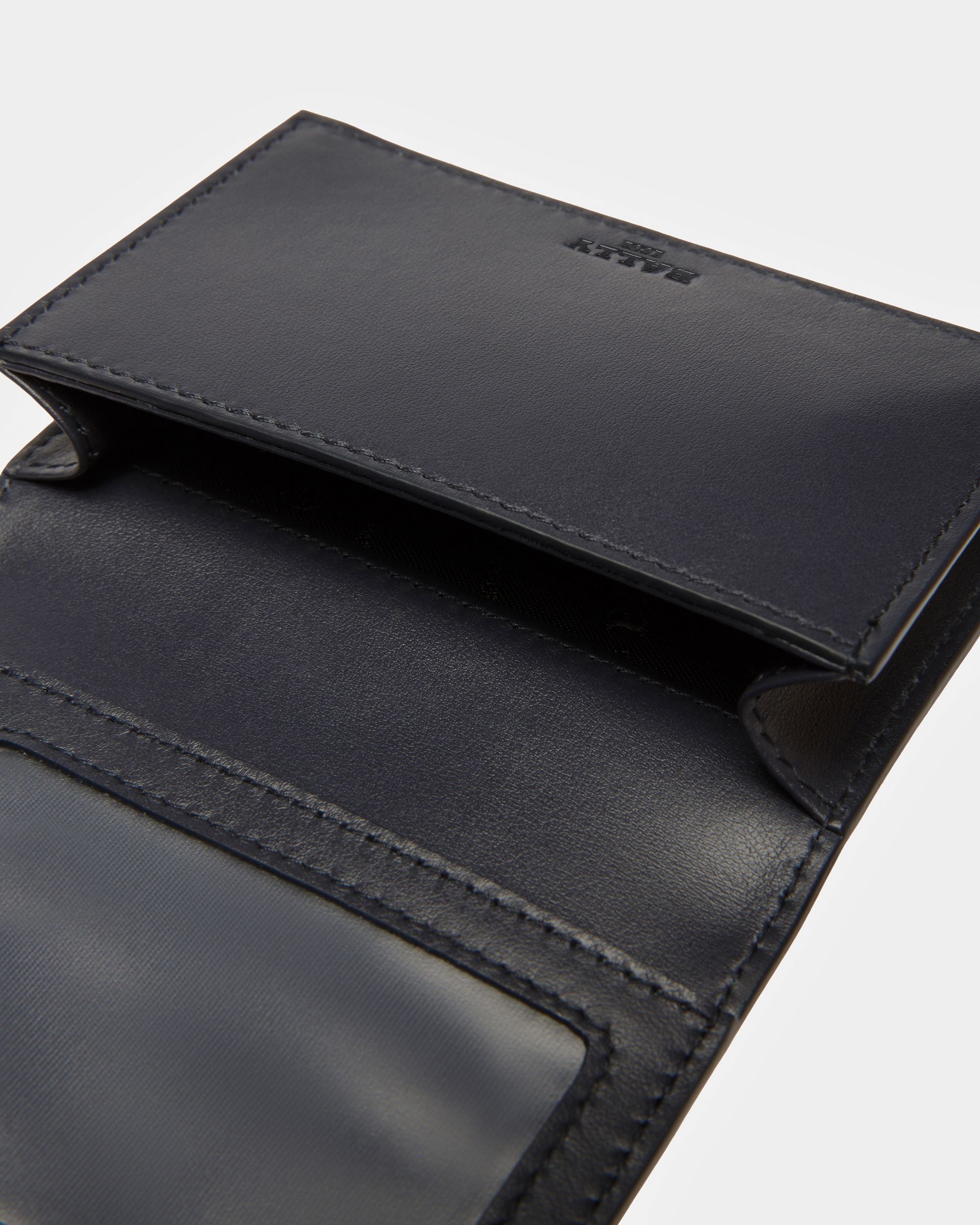 Balee Leather Business Card Holder In Midnight Blue And Light Blue - Men's - Bally - 04