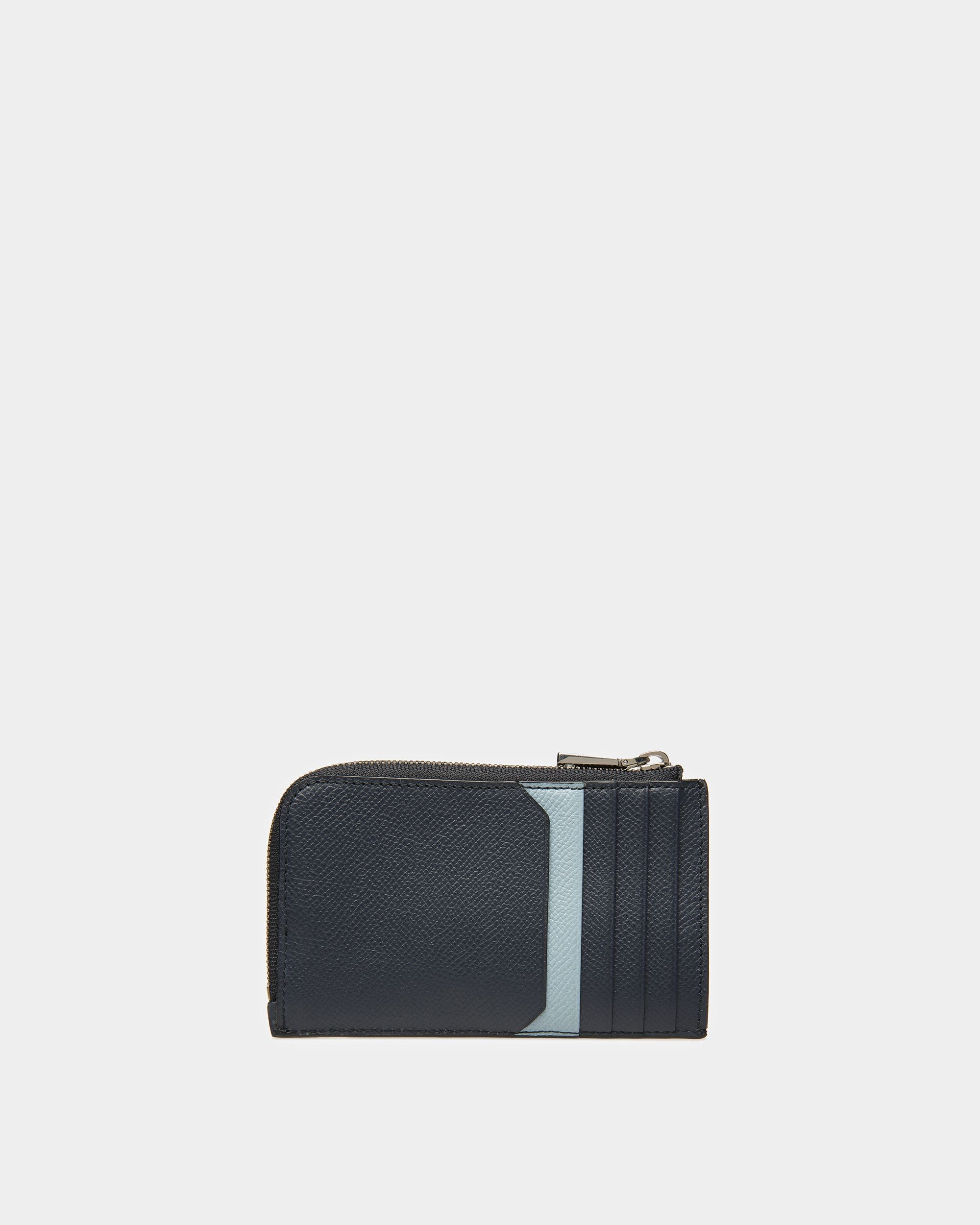 Bord Leather Business Card Holder In Midnight Blue And Light Blue - Men's - Bally - 02