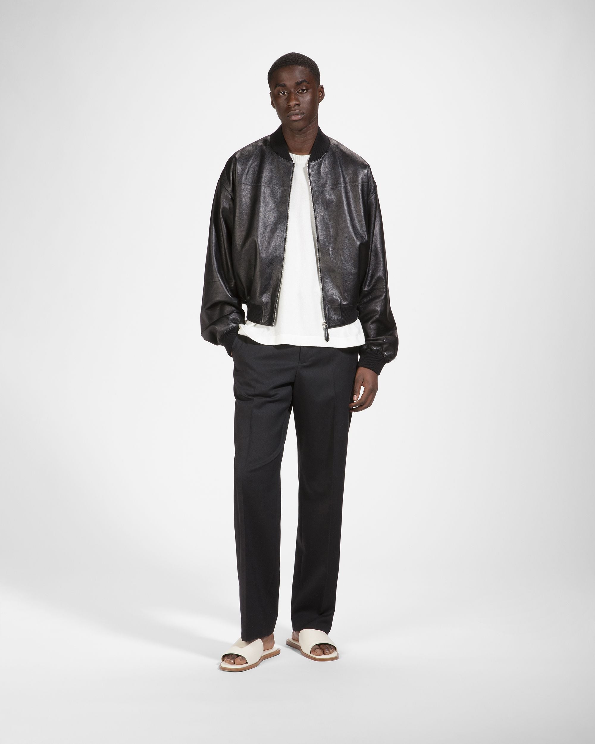 Leather Bomber Jacket In Black - Men's - Bally - 04