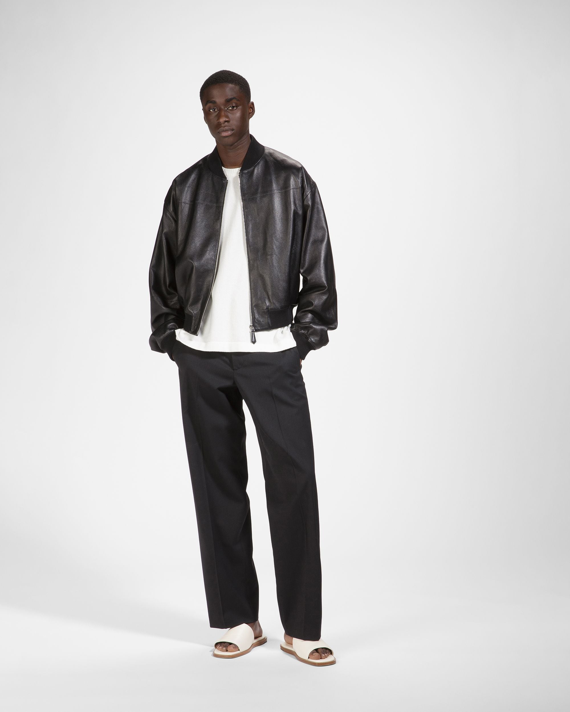 Leather Bomber Jacket In Black - Men's - Bally - 05