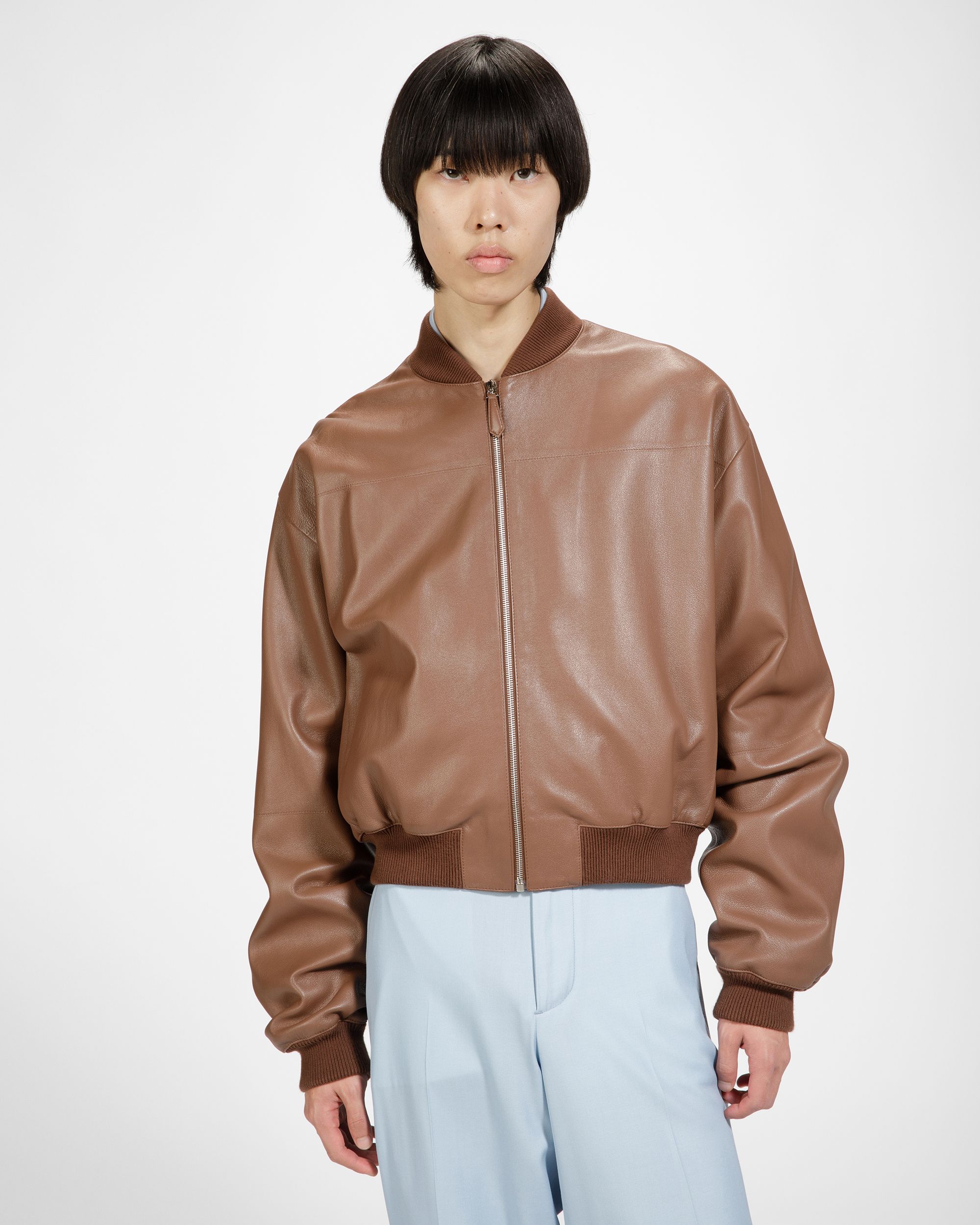 Leather Bomber Jacket In Brown - Men's - Bally - 01