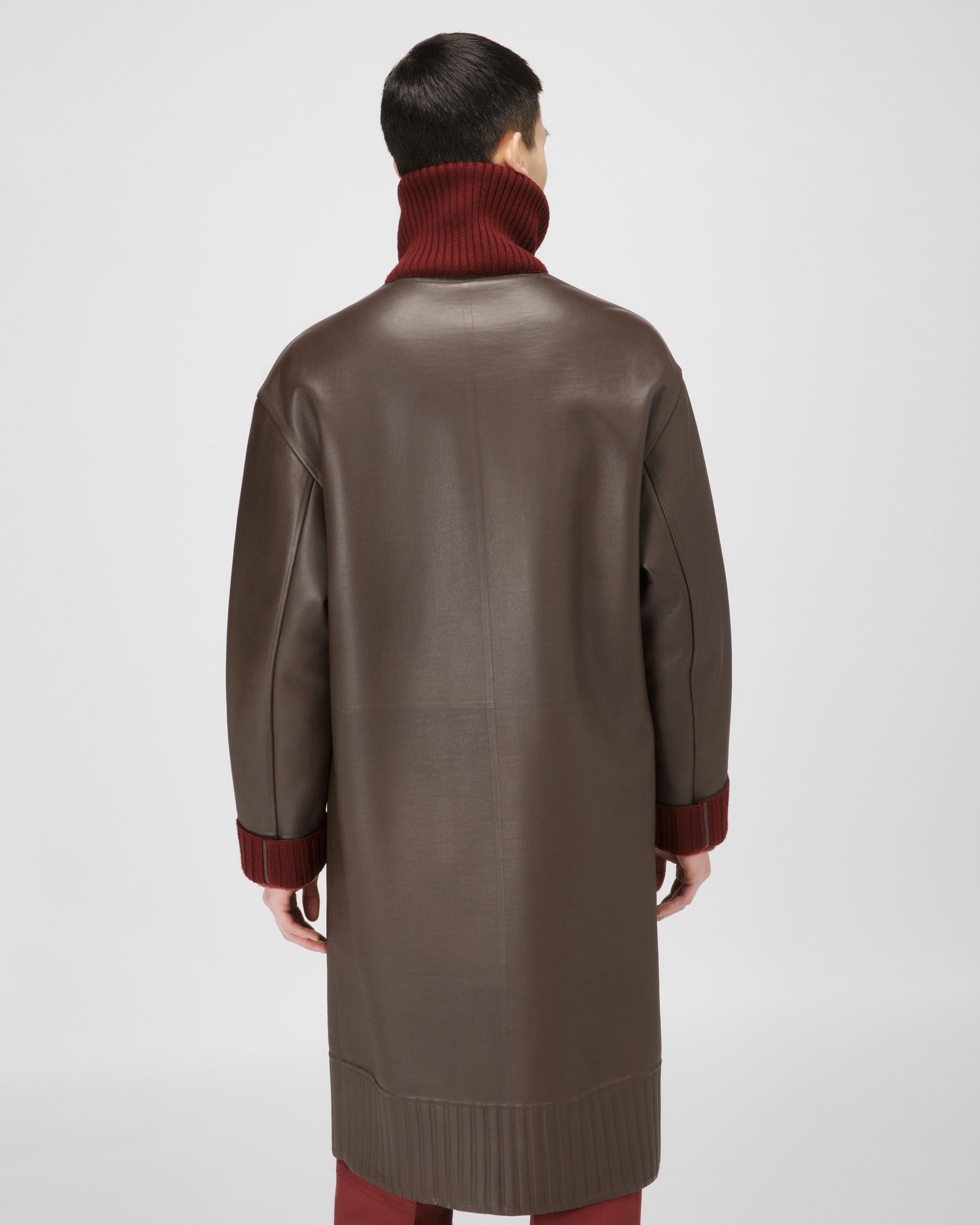 Leather Coat In Ebony Brown - Men's - Bally - 06
