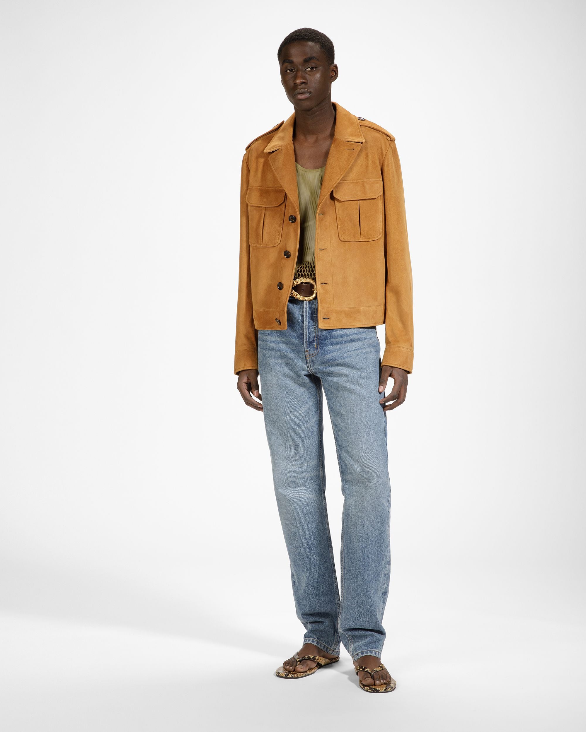 Leather Blouson Bomber Jacket In Desert - Men's - Bally - 01