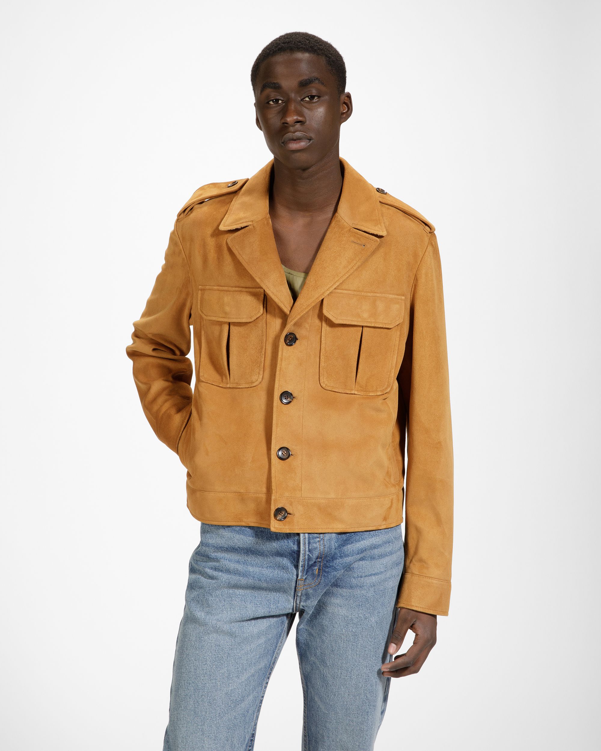 Leather Blouson Bomber Jacket In Desert - Men's - Bally - 03
