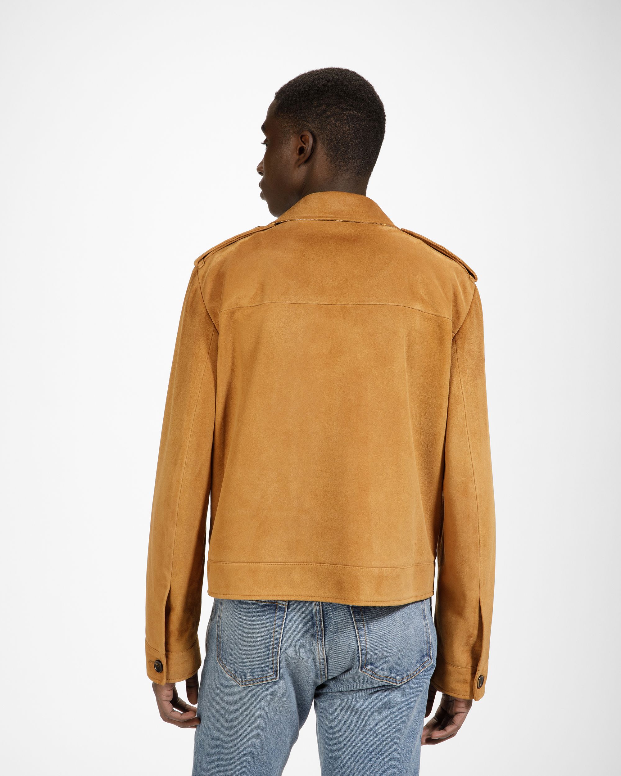 Leather Blouson Bomber Jacket In Desert - Men's - Bally - 04