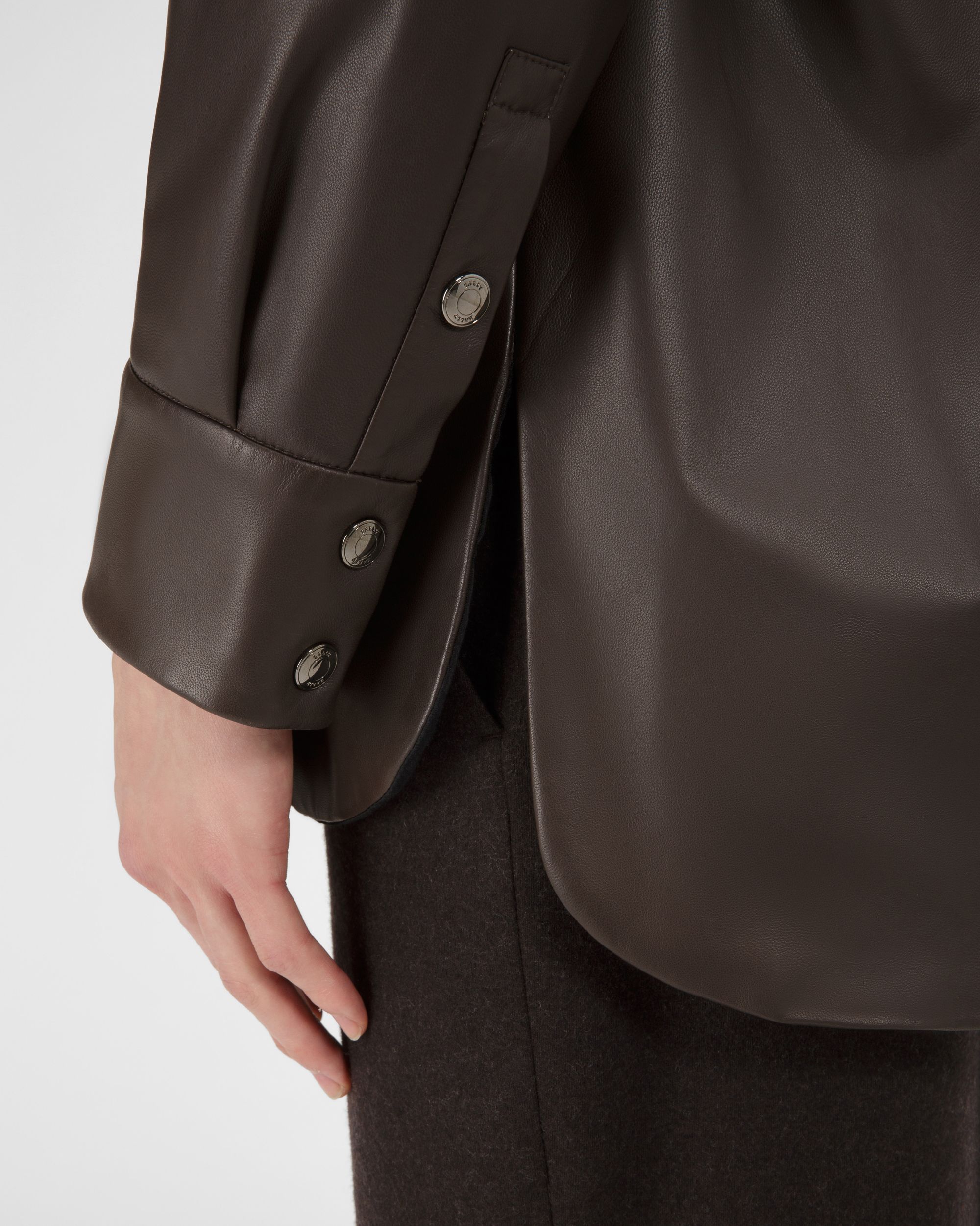Leather Jacket In Ebony Brown - Men's - Bally - 02