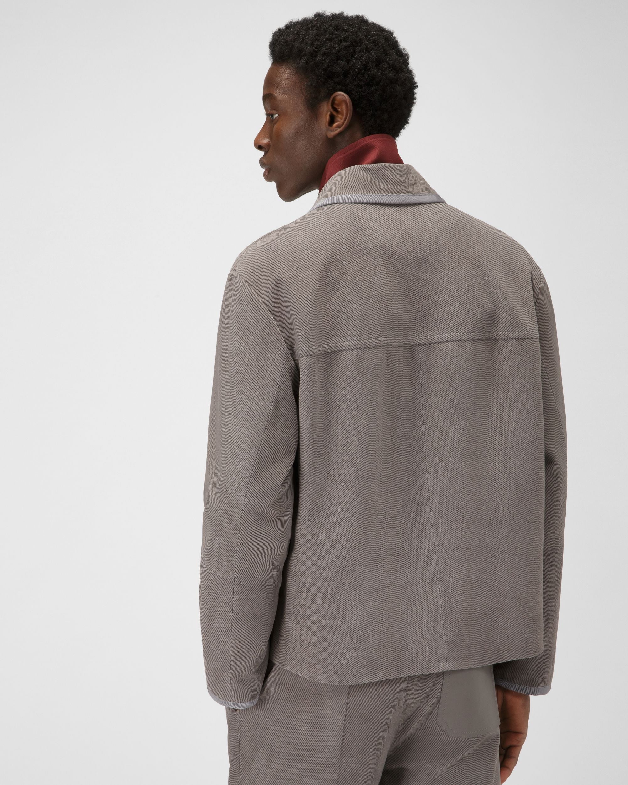 Leather Bomber Jacket In Grey - Men's - Bally - 03