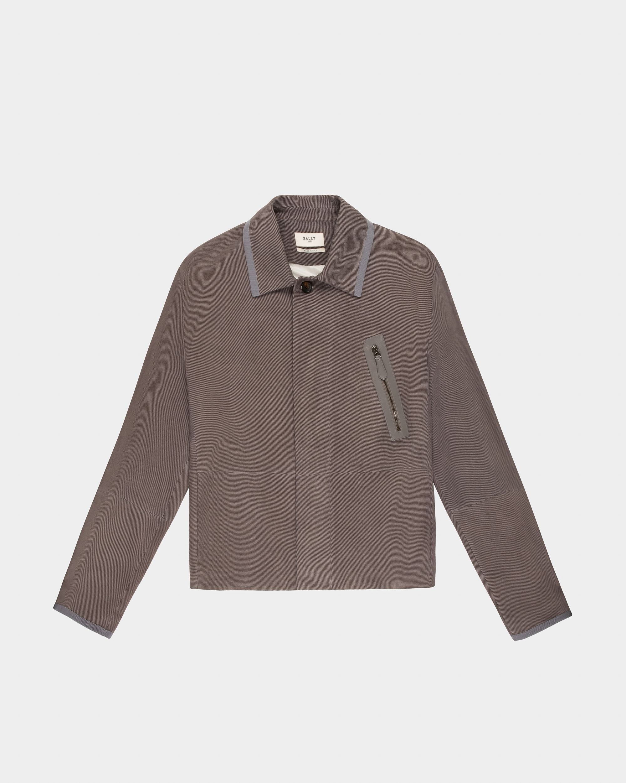 Leather Bomber Jacket In Grey - Men's - Bally - 04