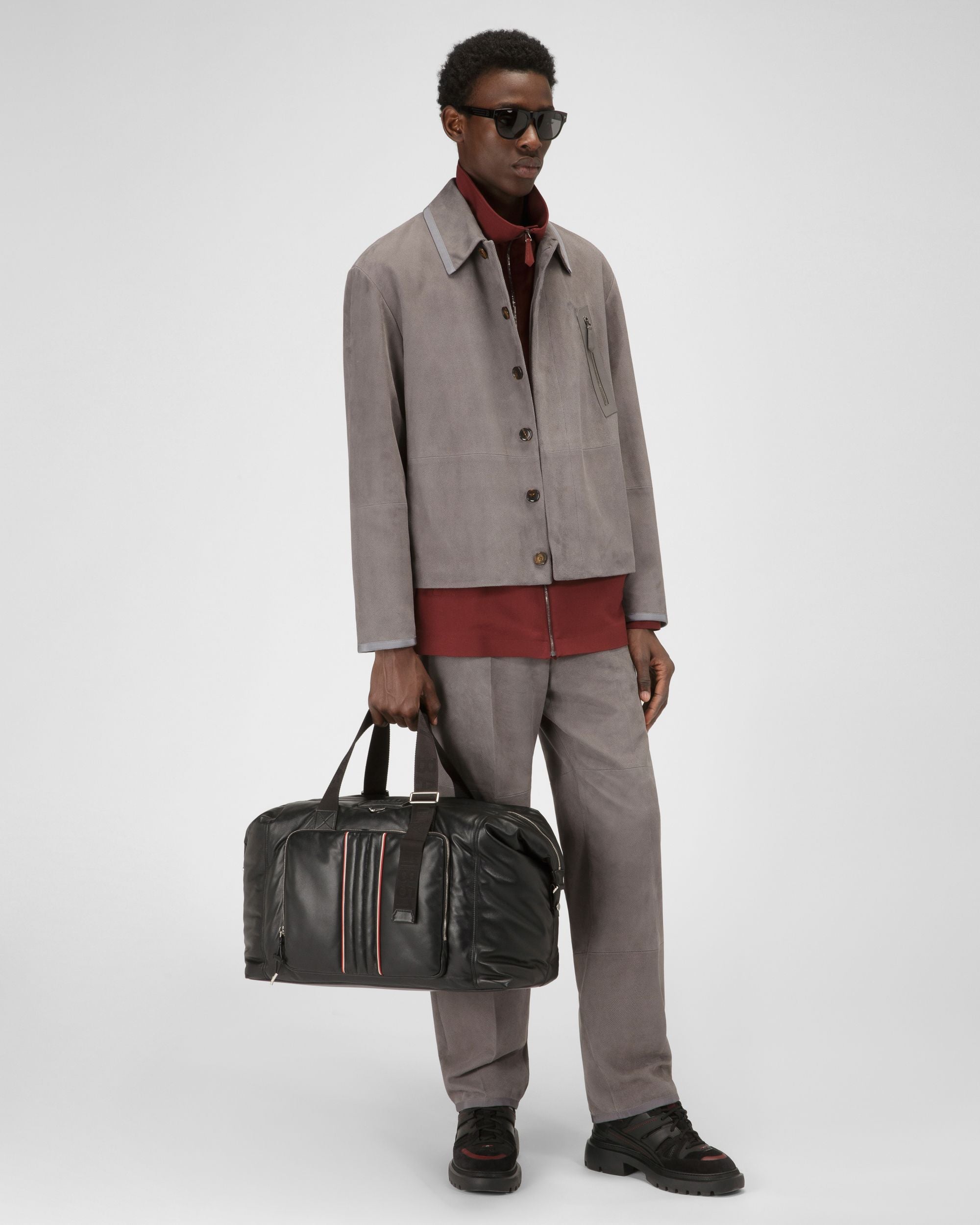 Leather Bomber Jacket In Grey - Men's - Bally - 05
