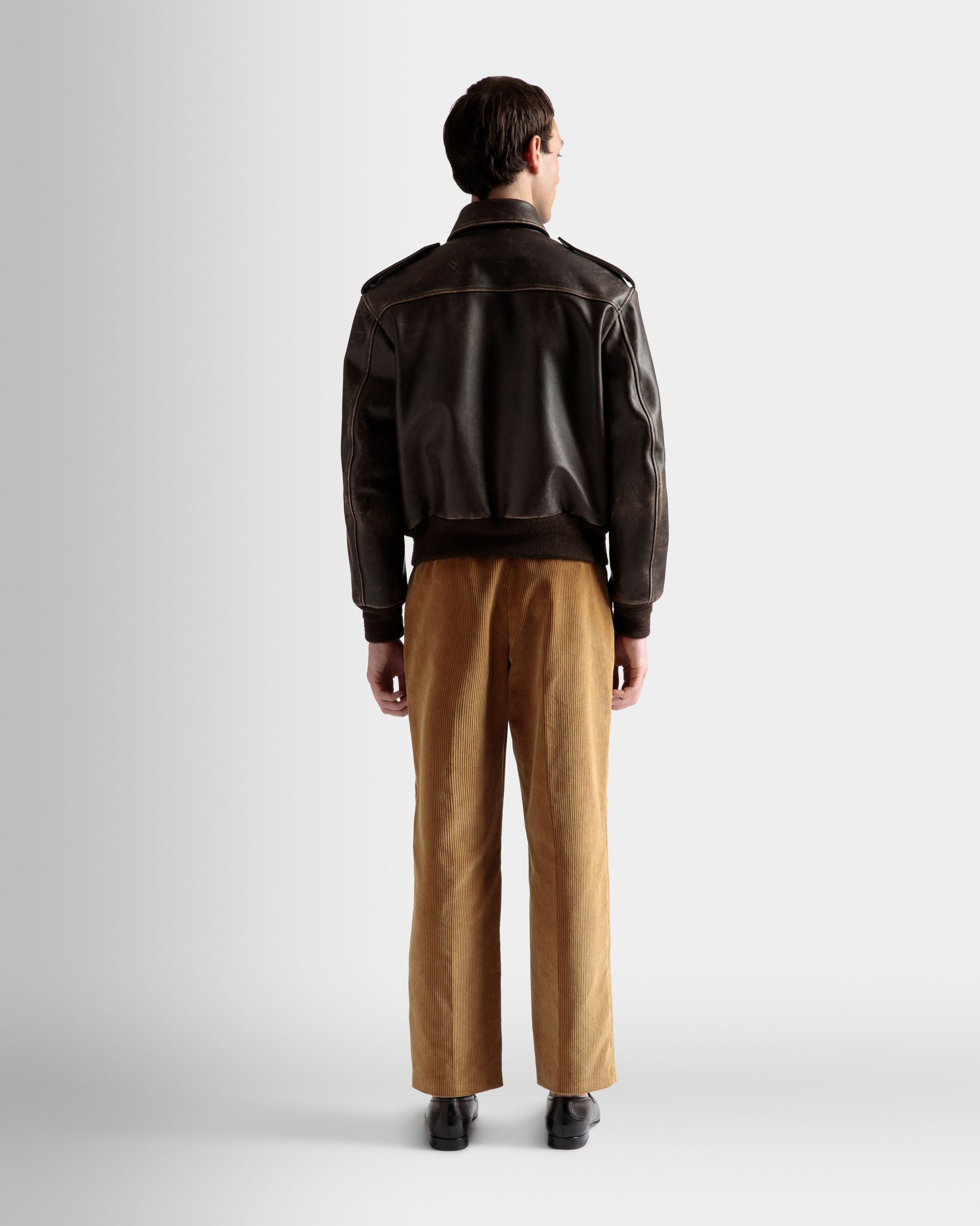 Bomber Jacket In Brown Leather - Men's - Bally - 05