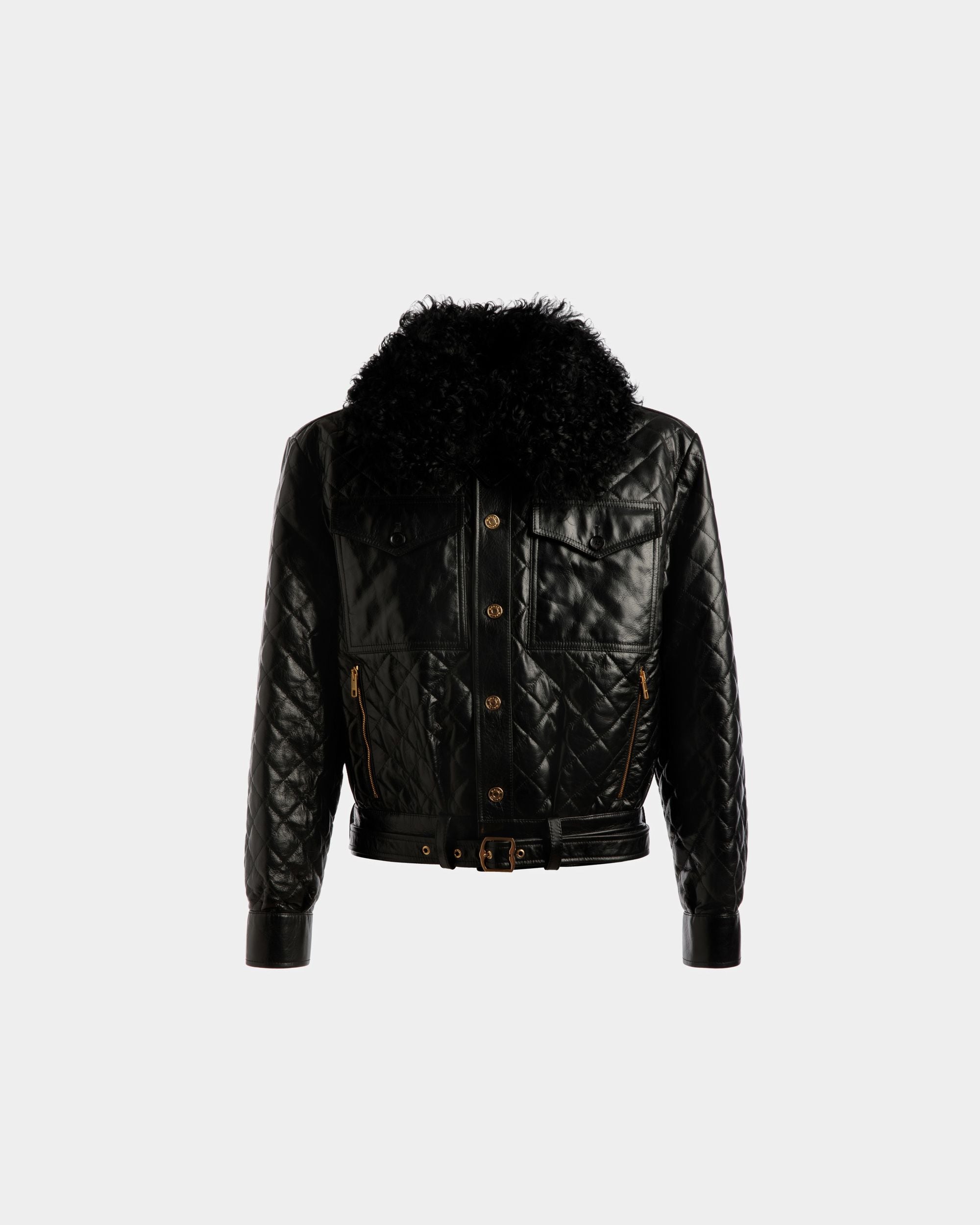Bomber Jacket In Black Leather - Men's - Bally - 01
