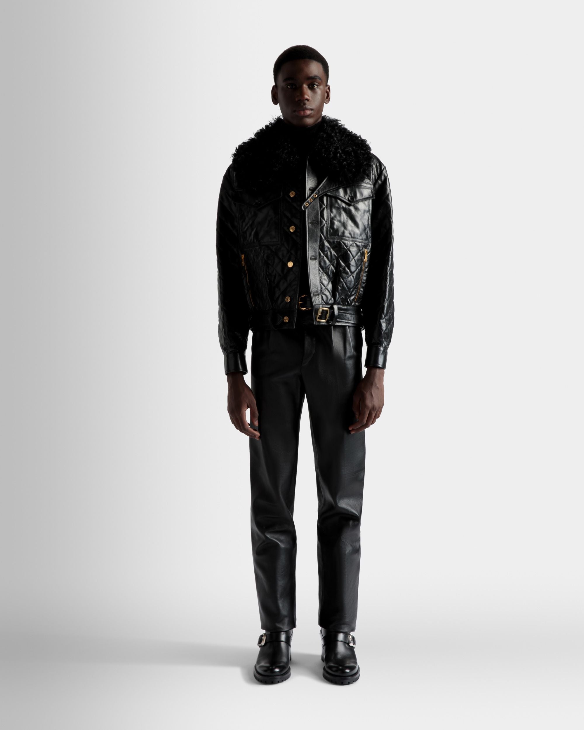 Bomber Jacket In Black Leather - Men's - Bally - 02