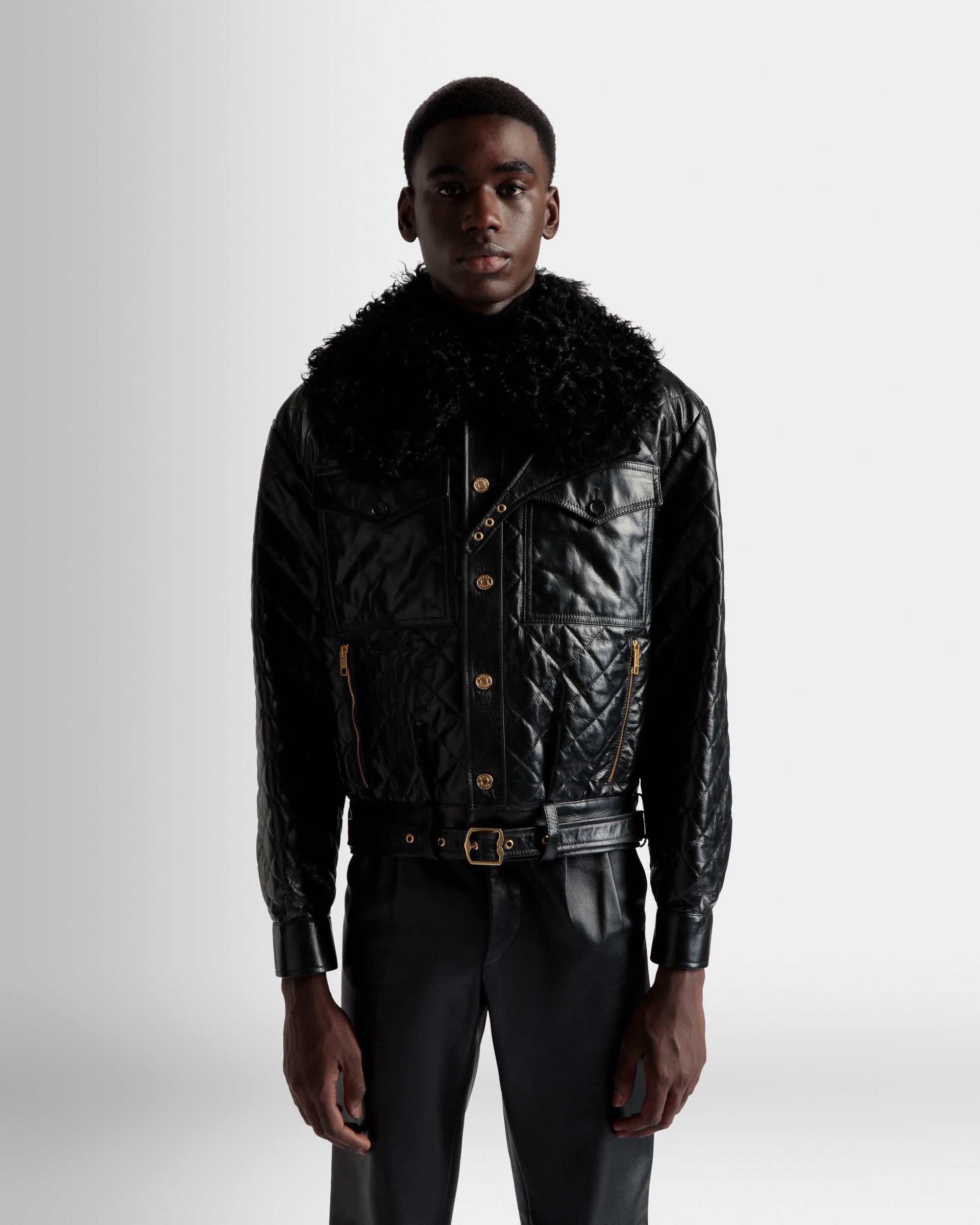 Bomber Jacket In Black Leather - Men's - Bally - 03
