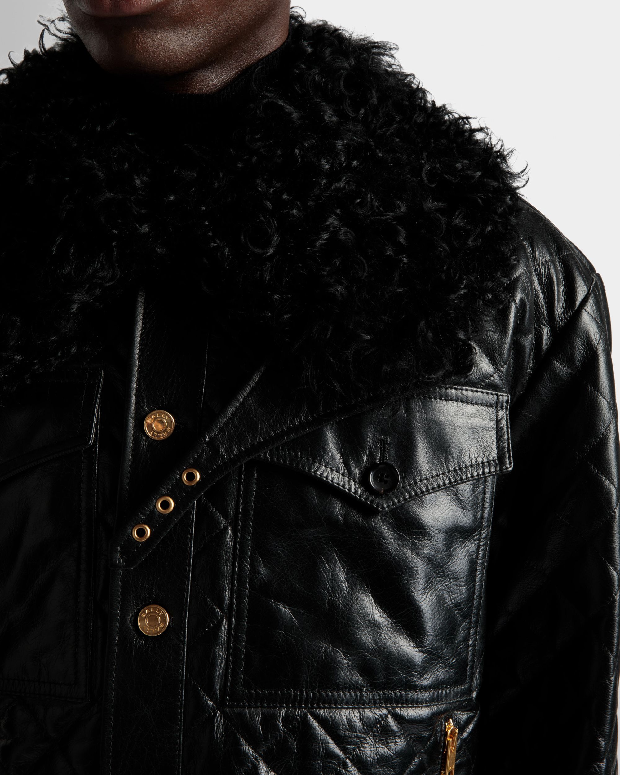 Bomber Jacket In Black Leather - Men's - Bally - 04