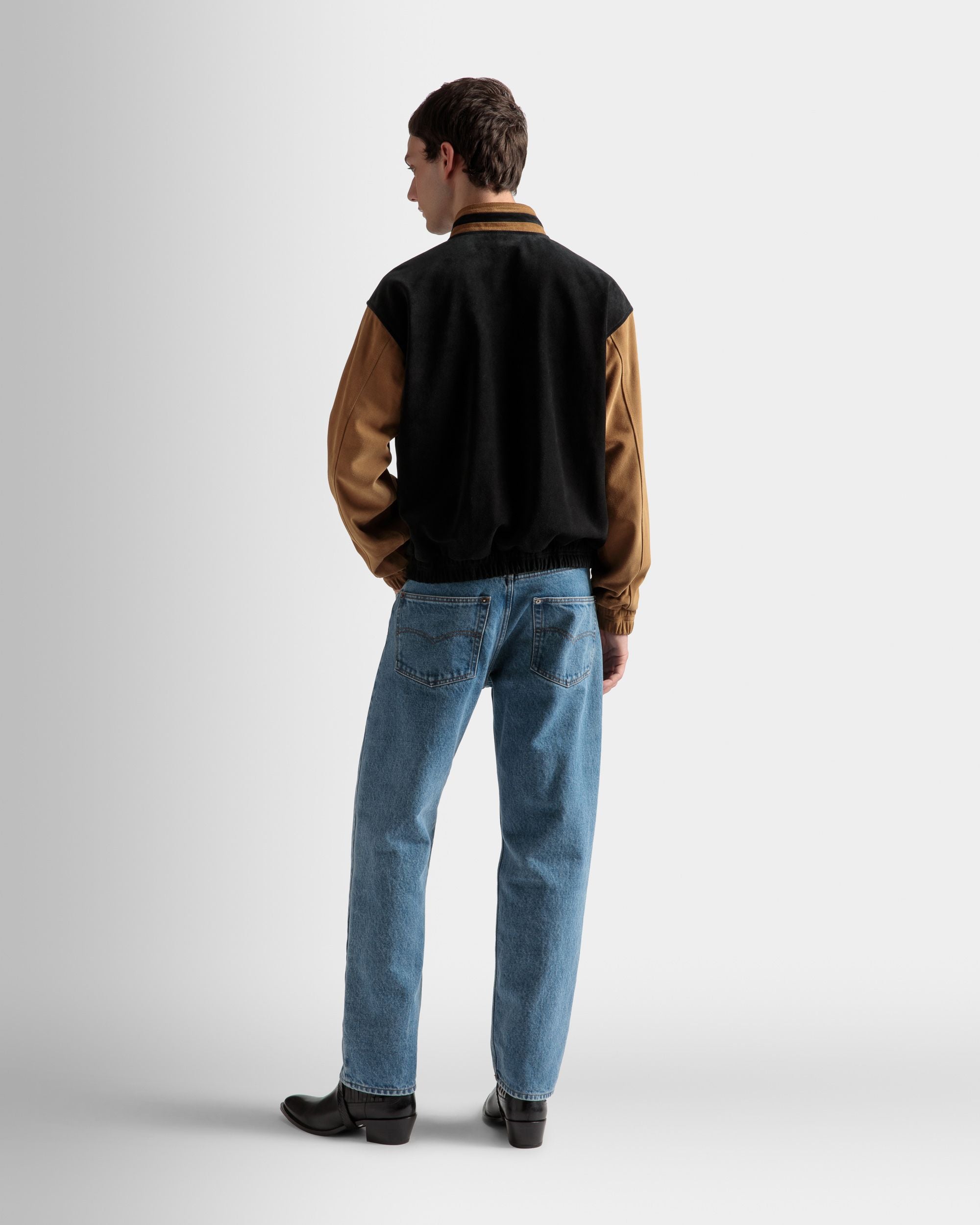 Letterman Jacket In Black And Desert Suede - Men's - Bally - 06