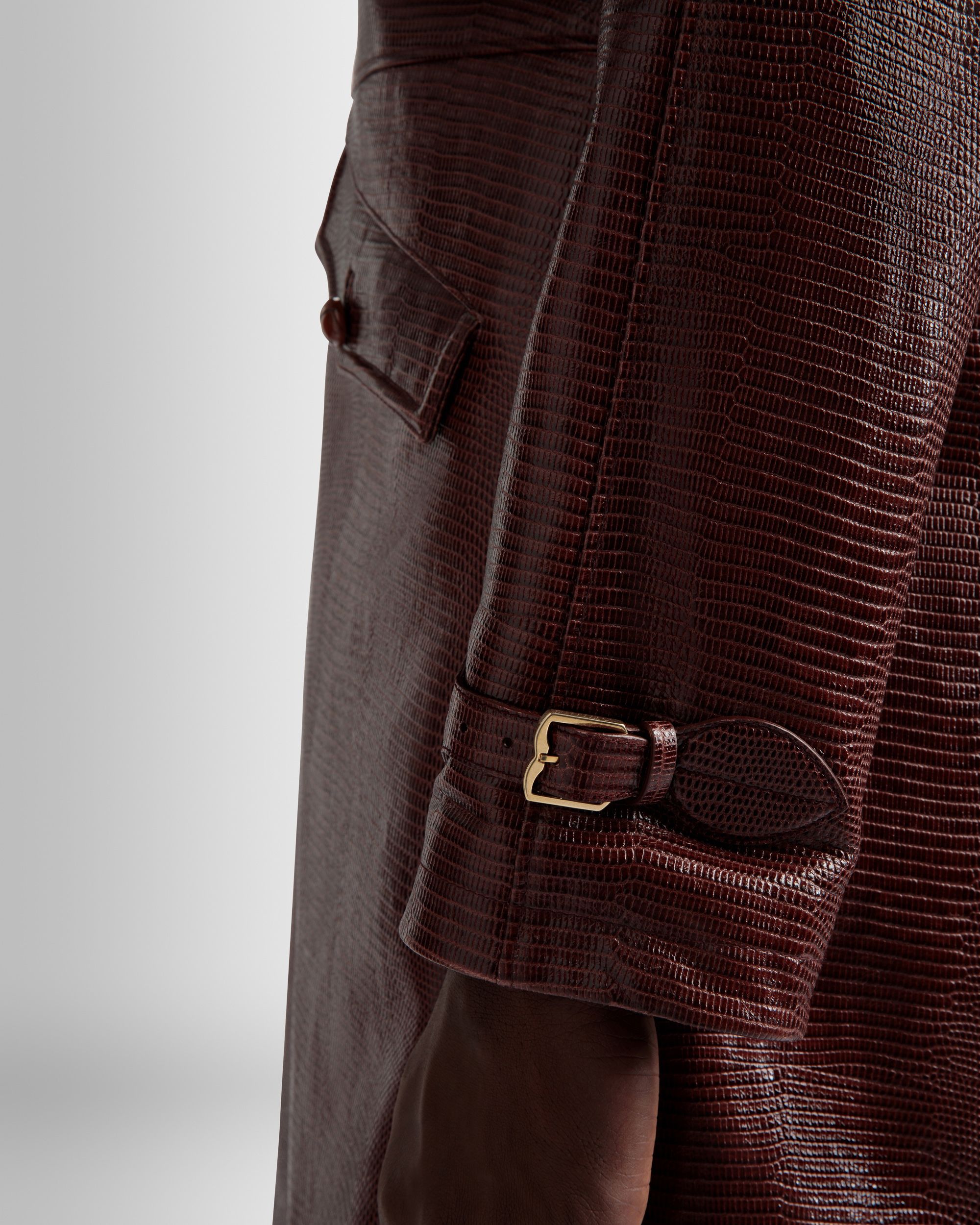 Pea Coat In Burgundy Leather - Men's - Bally - 04