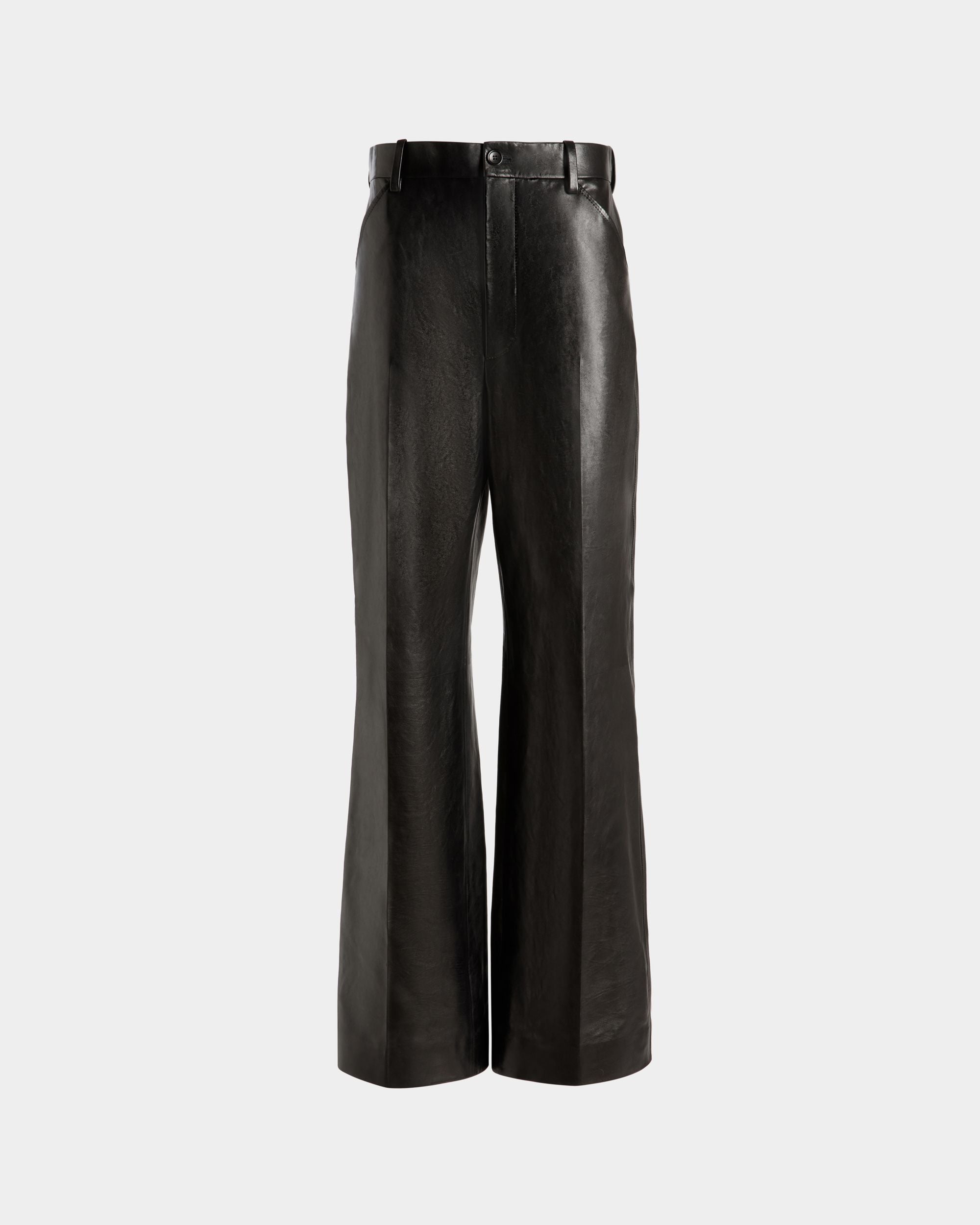 High Waist Pants In Black Leather - Men's - Bally - 01