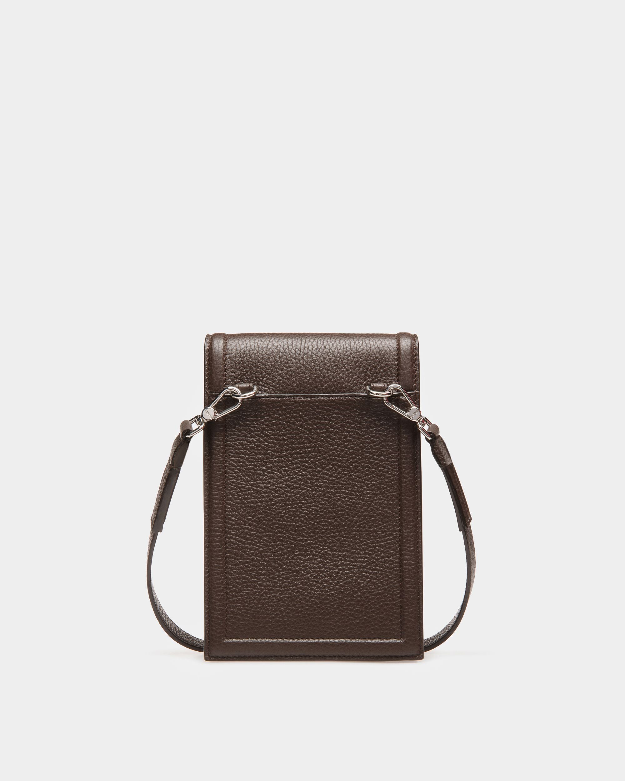 Serig Leather Phone Wallet In Ebony Brown - Men's - Bally - 02