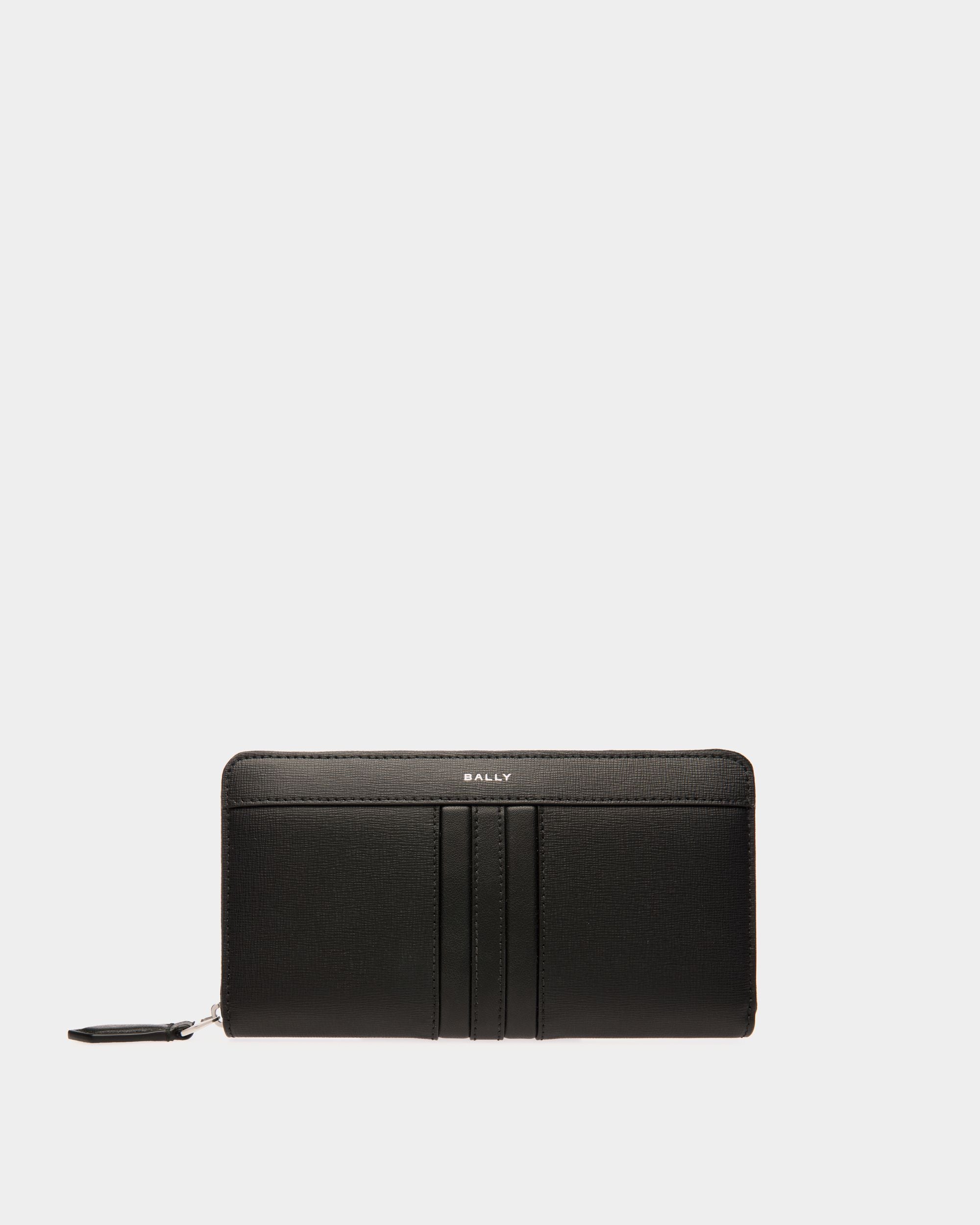 Mythos Zip Around Wallet In Black Recycled Leather - Men's - Bally - 01
