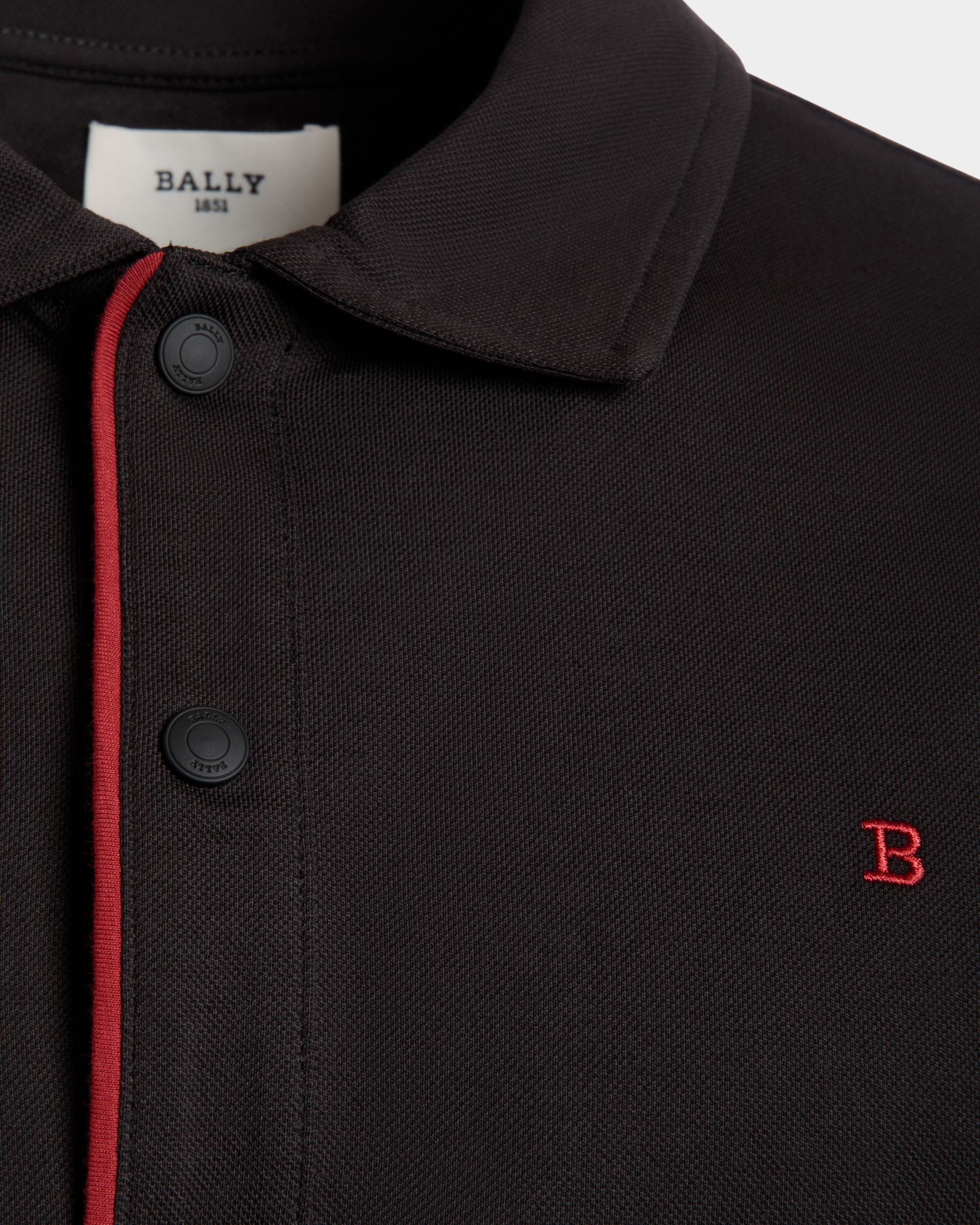Polo Shirt in Black Piqué-Knit Cotton - Men's - Bally - 02
