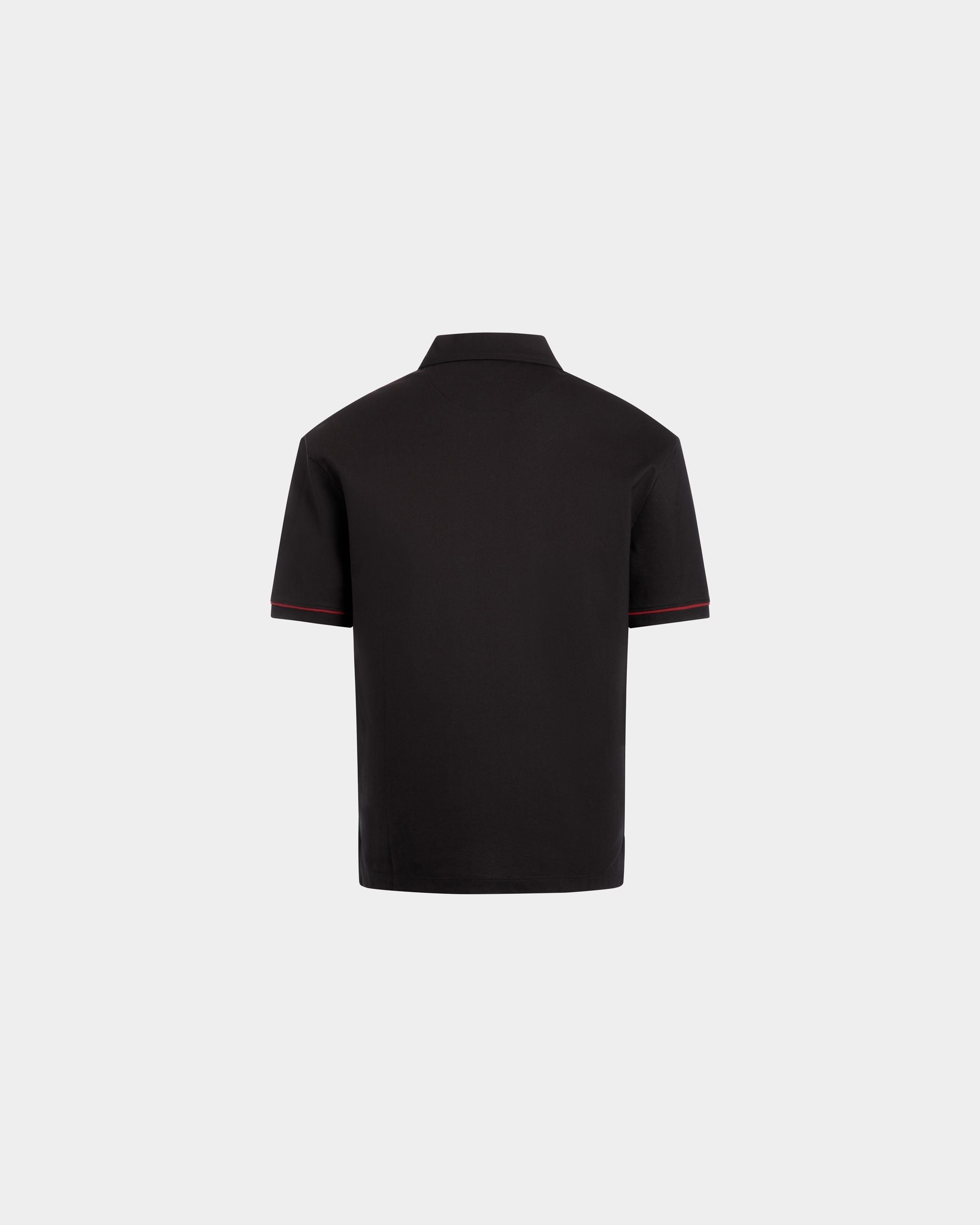 Polo Shirt in Black Piqué-Knit Cotton - Men's - Bally - 03