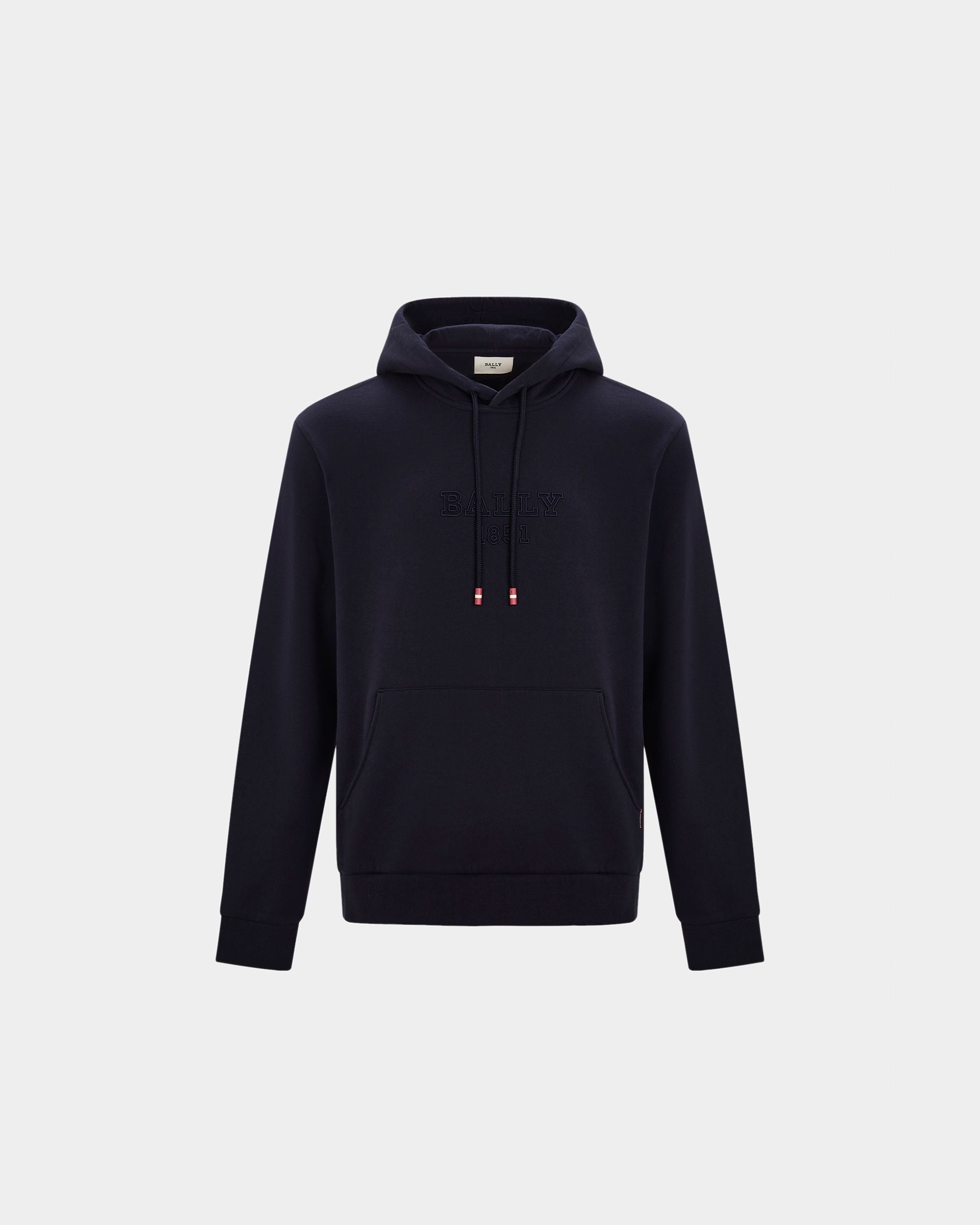 Hoodie in Blue Mélange Cotton - Men's - Bally - 01