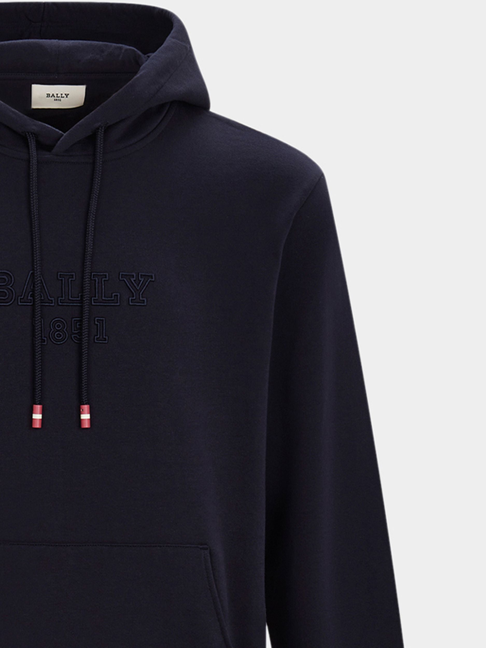Hoodie in Blue Mélange Cotton - Men's - Bally - 02