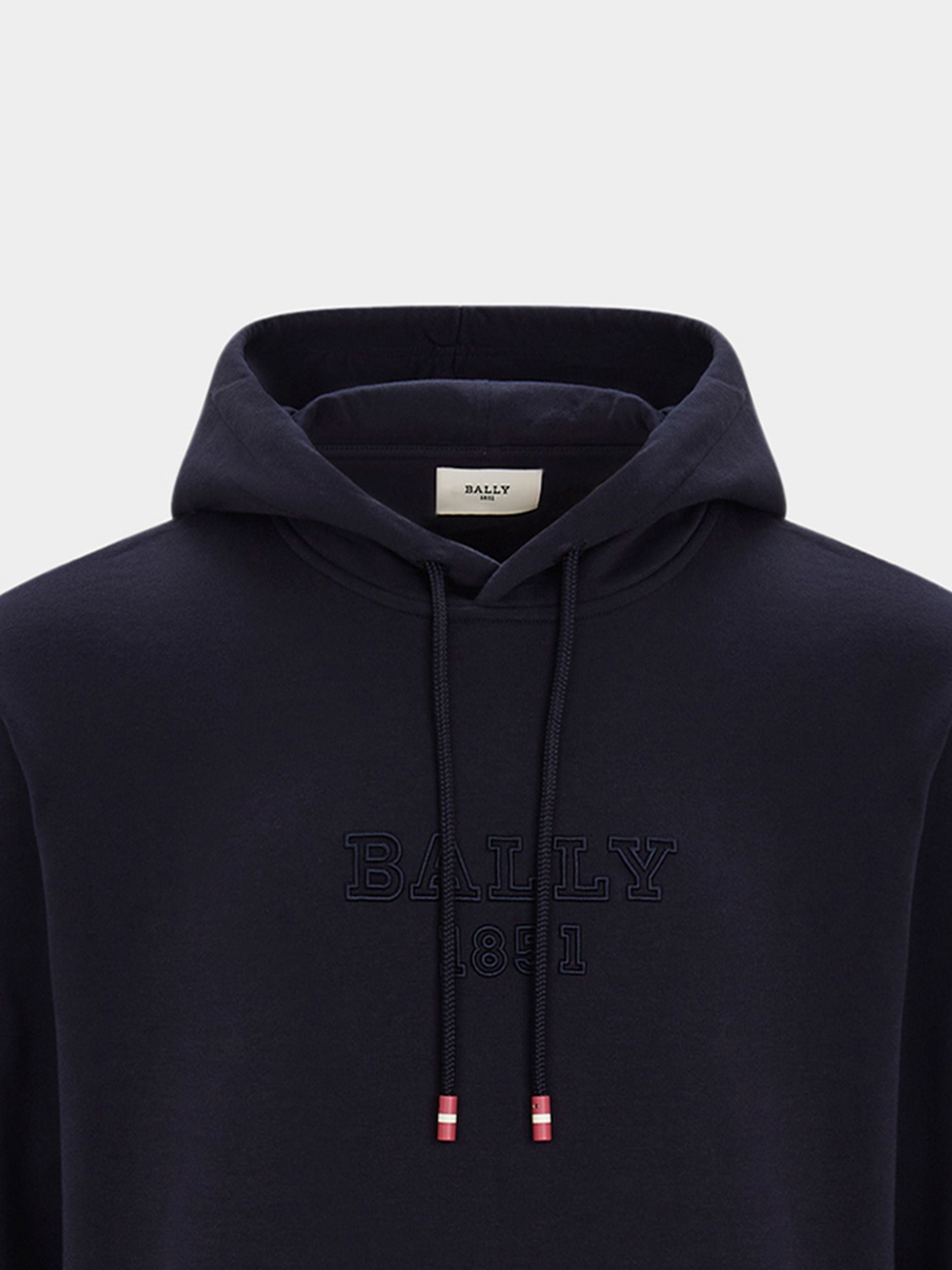 Hoodie in Blue Mélange Cotton - Men's - Bally - 03