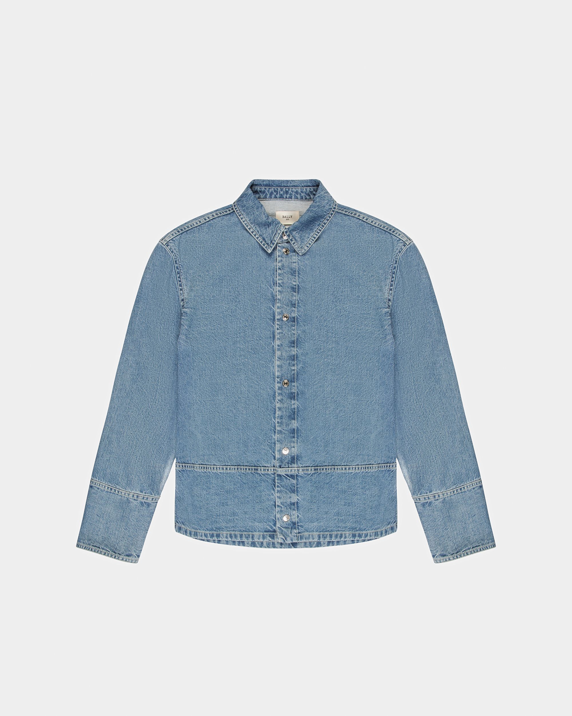 Cotton Shirt In Light Blue Denim - Men's - Bally - 01