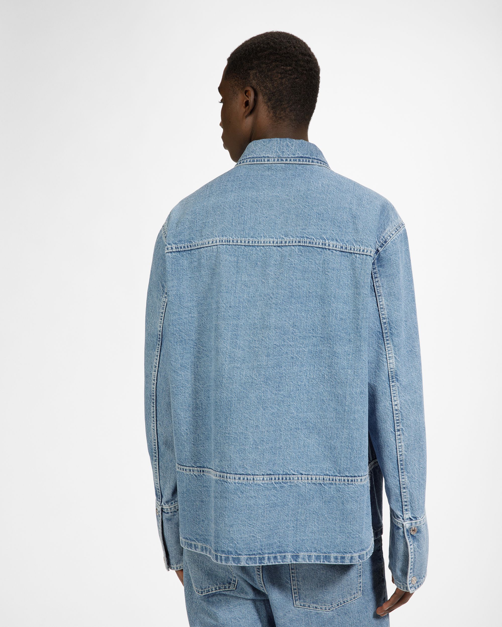 Cotton Shirt In Light Blue Denim - Men's - Bally - 04