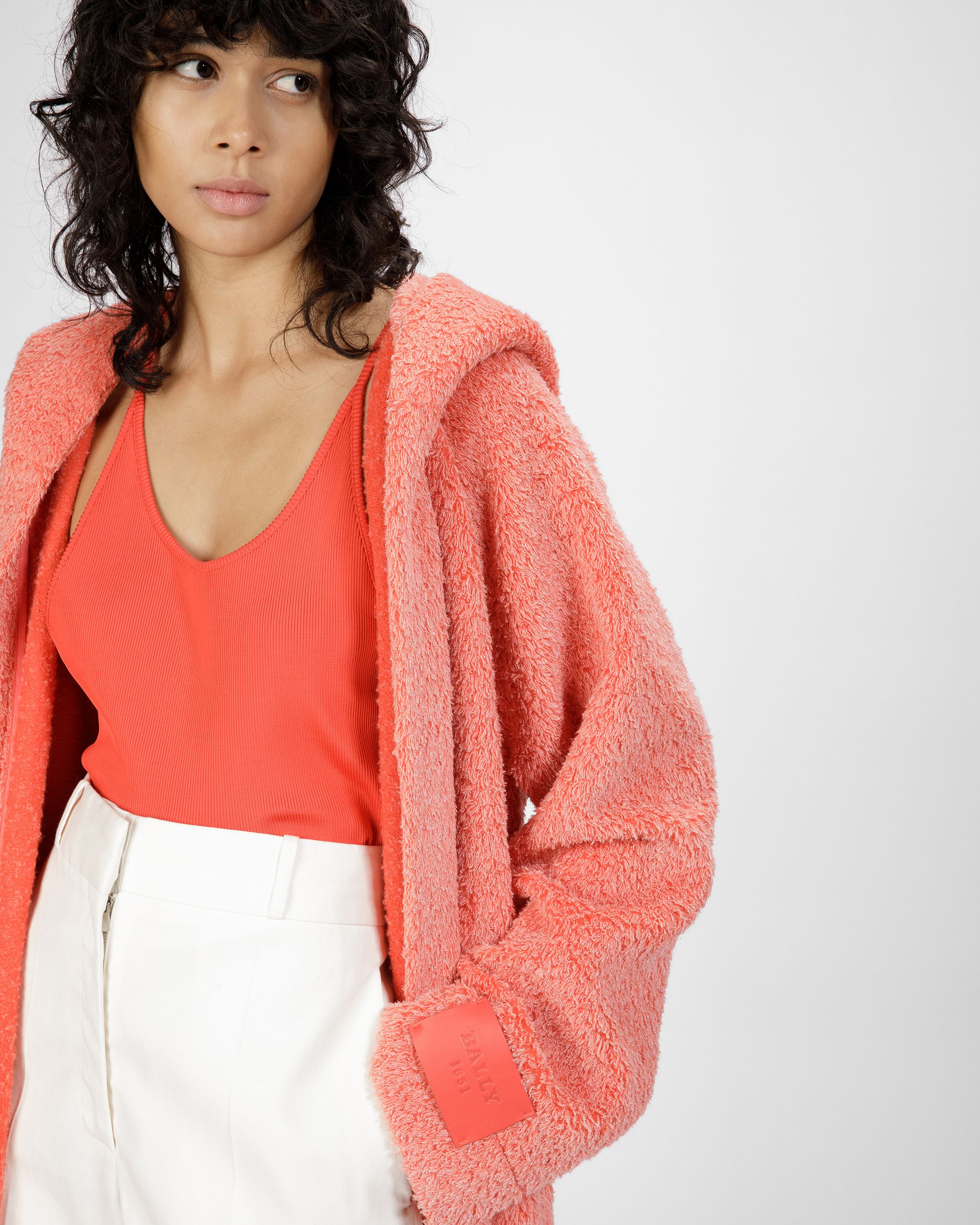 Alpaca Wool Coat In Orange - Women's - Bally - 03