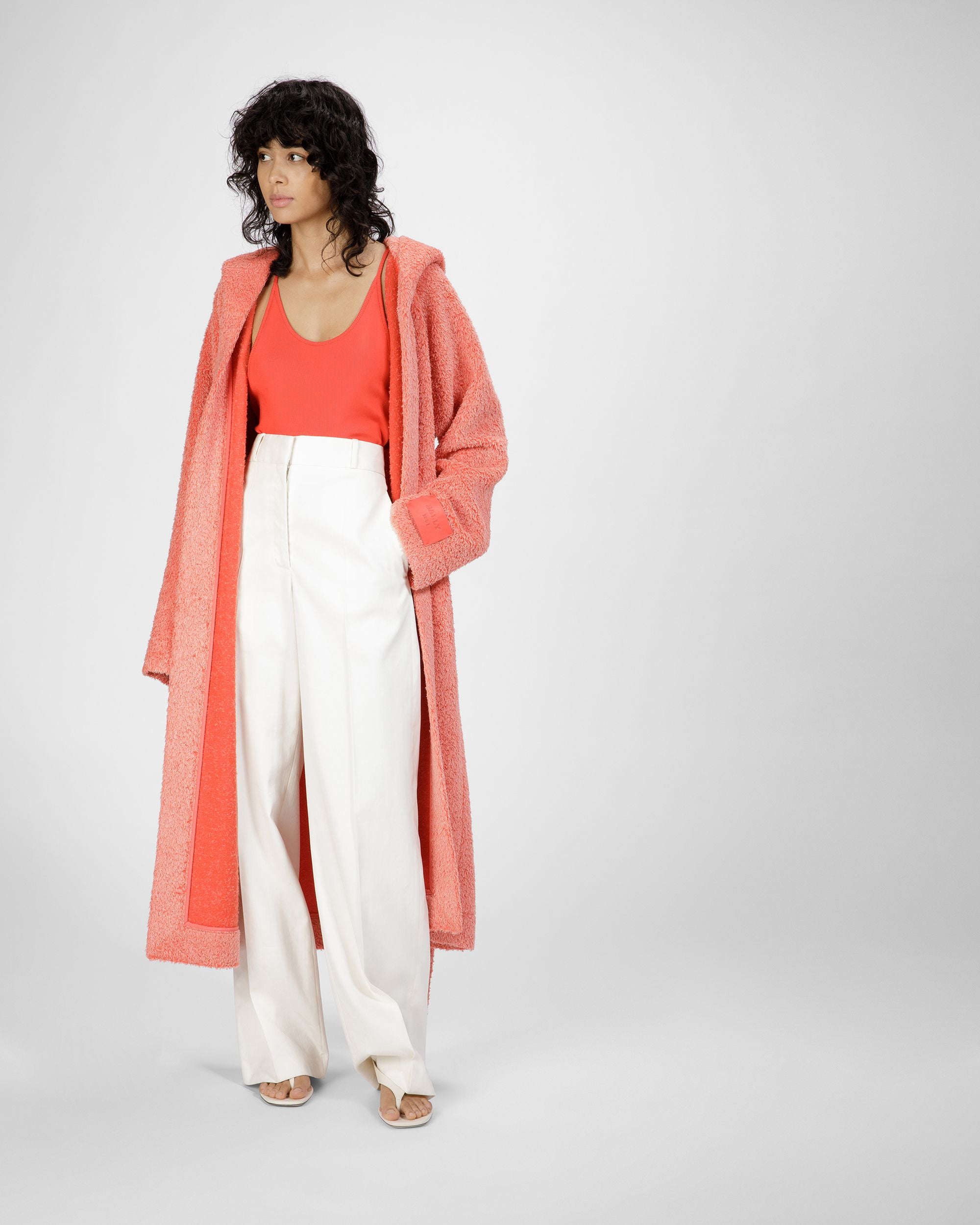 Alpaca Wool Coat In Orange - Women's - Bally - 04