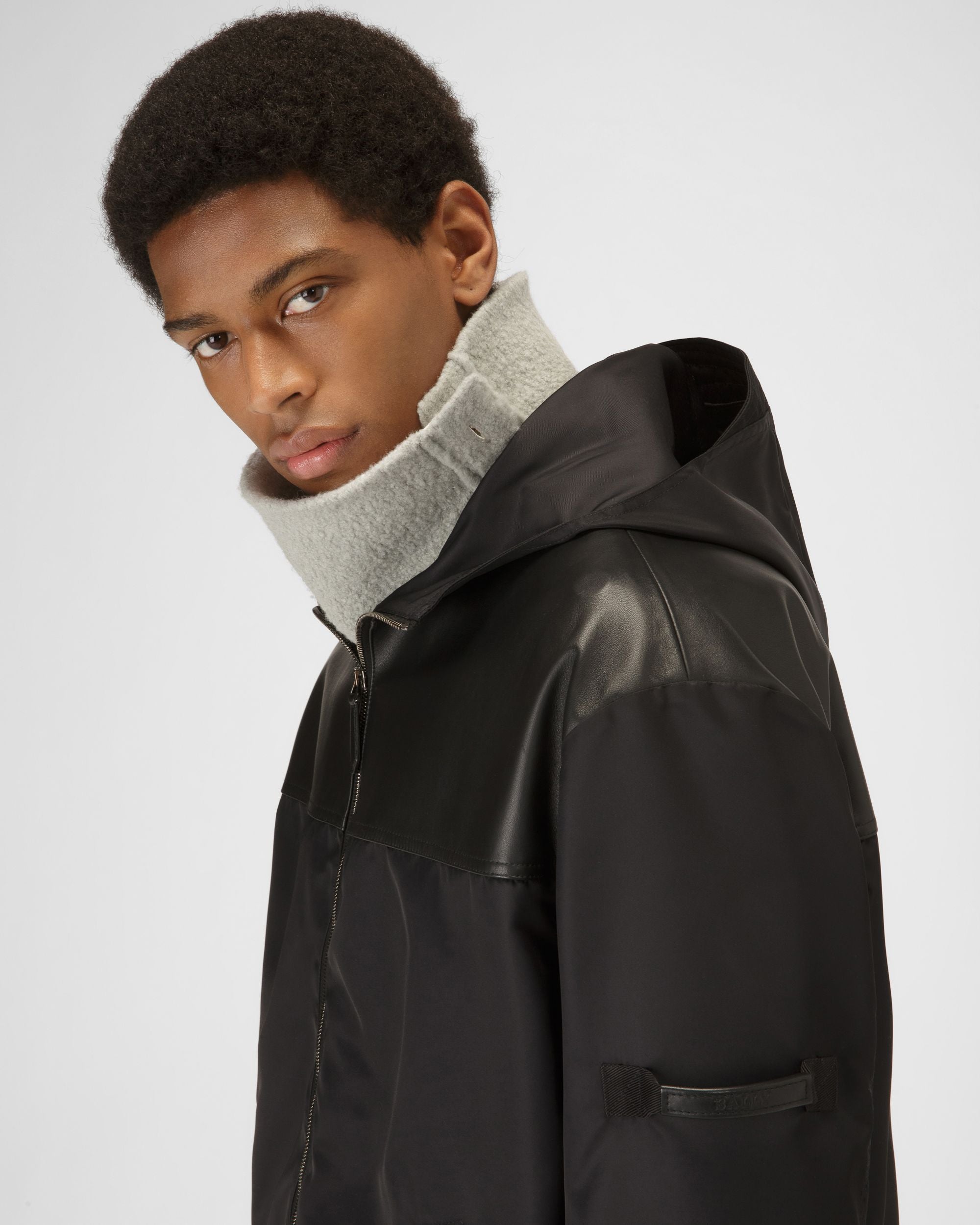 Recycled Nylon Bomber Jacket In Black - Men's - Bally - 02