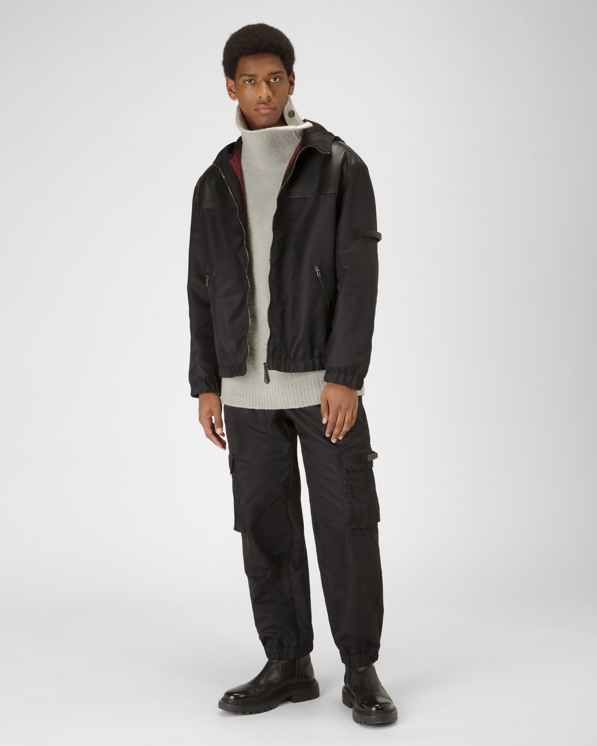 Recycled Nylon Bomber Jacket In Black - Men's - Bally - 05