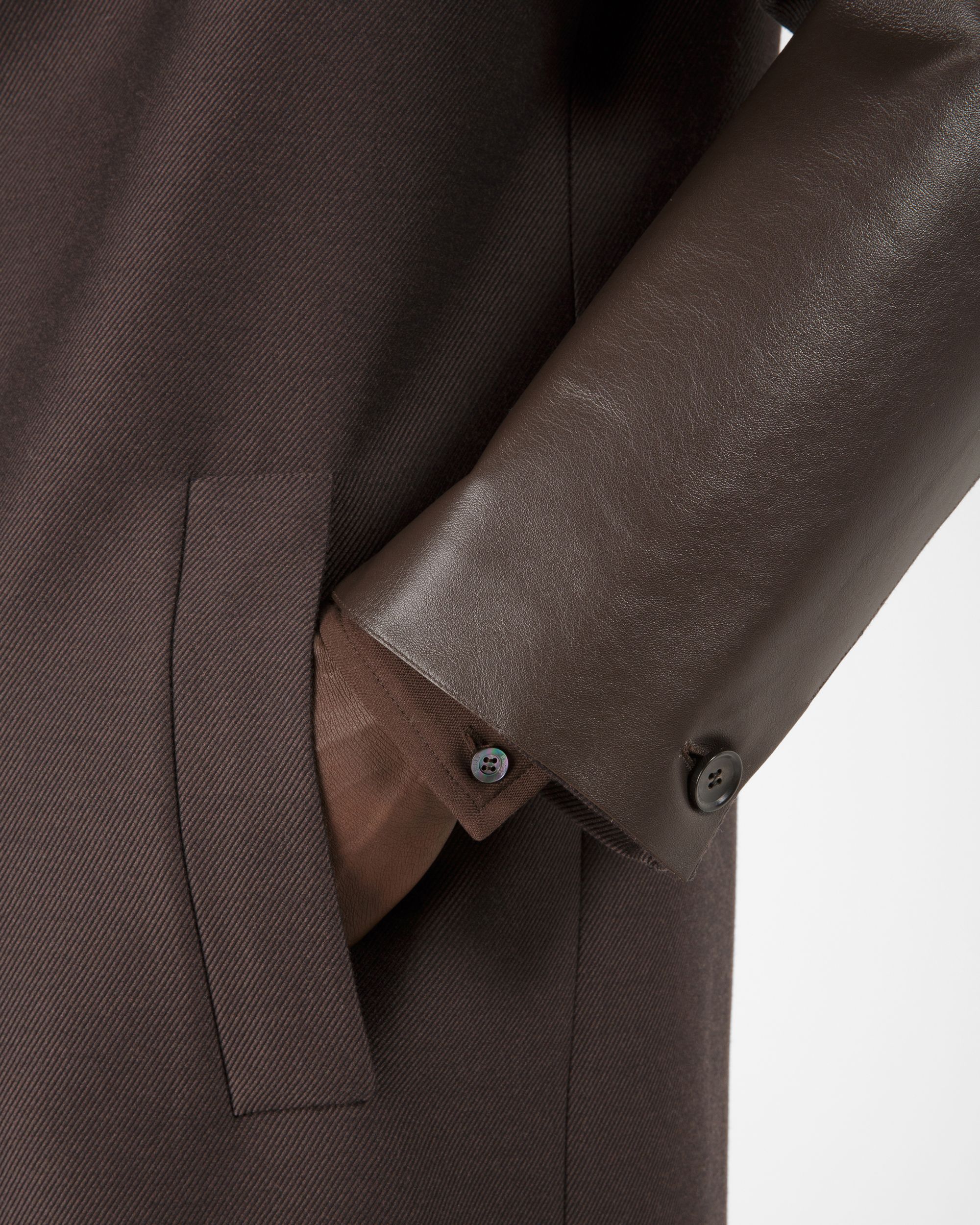 Wool & Cotton Coat In Ebony Brown - Men's - Bally - 02