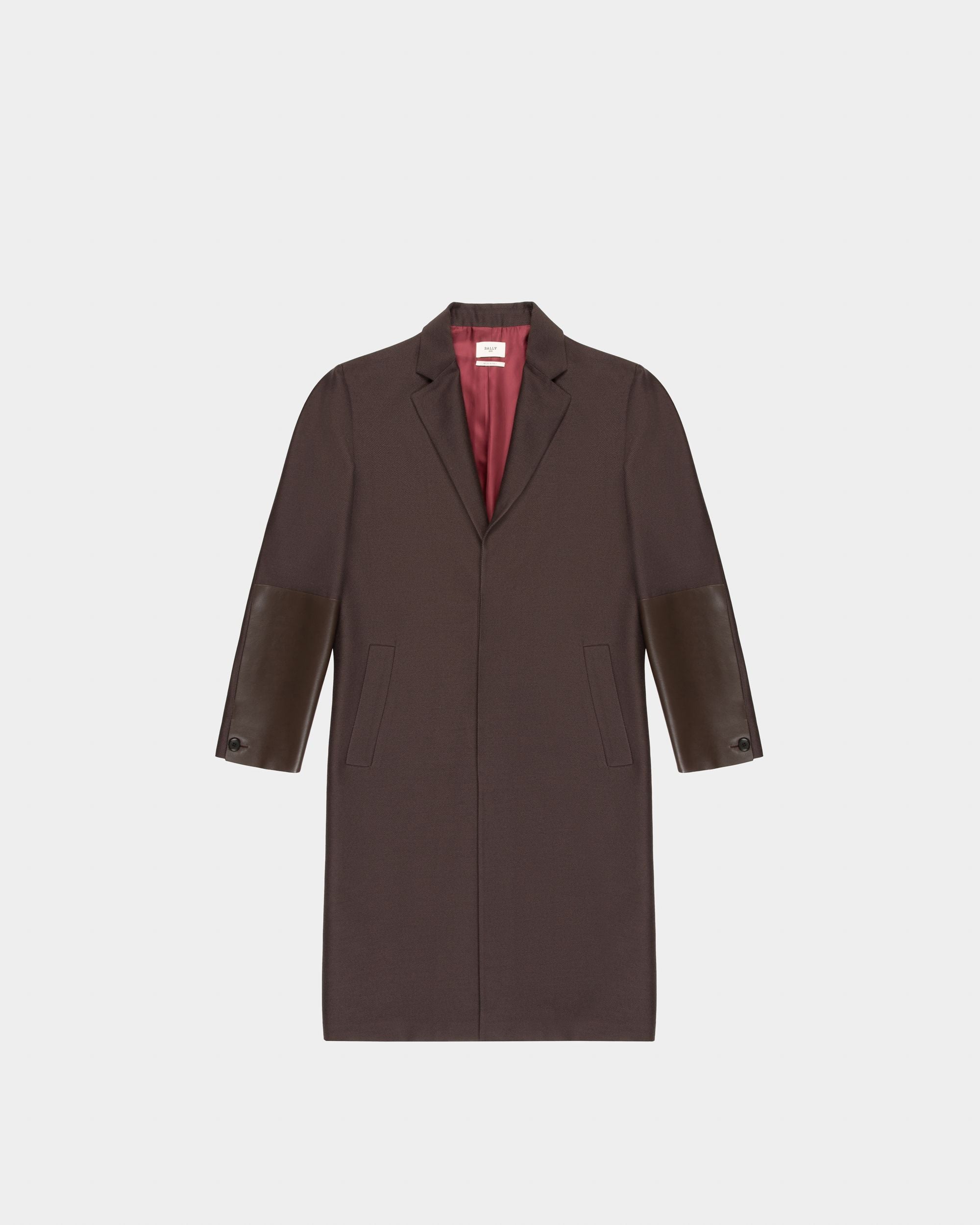 Wool & Cotton Coat In Ebony Brown - Men's - Bally - 04