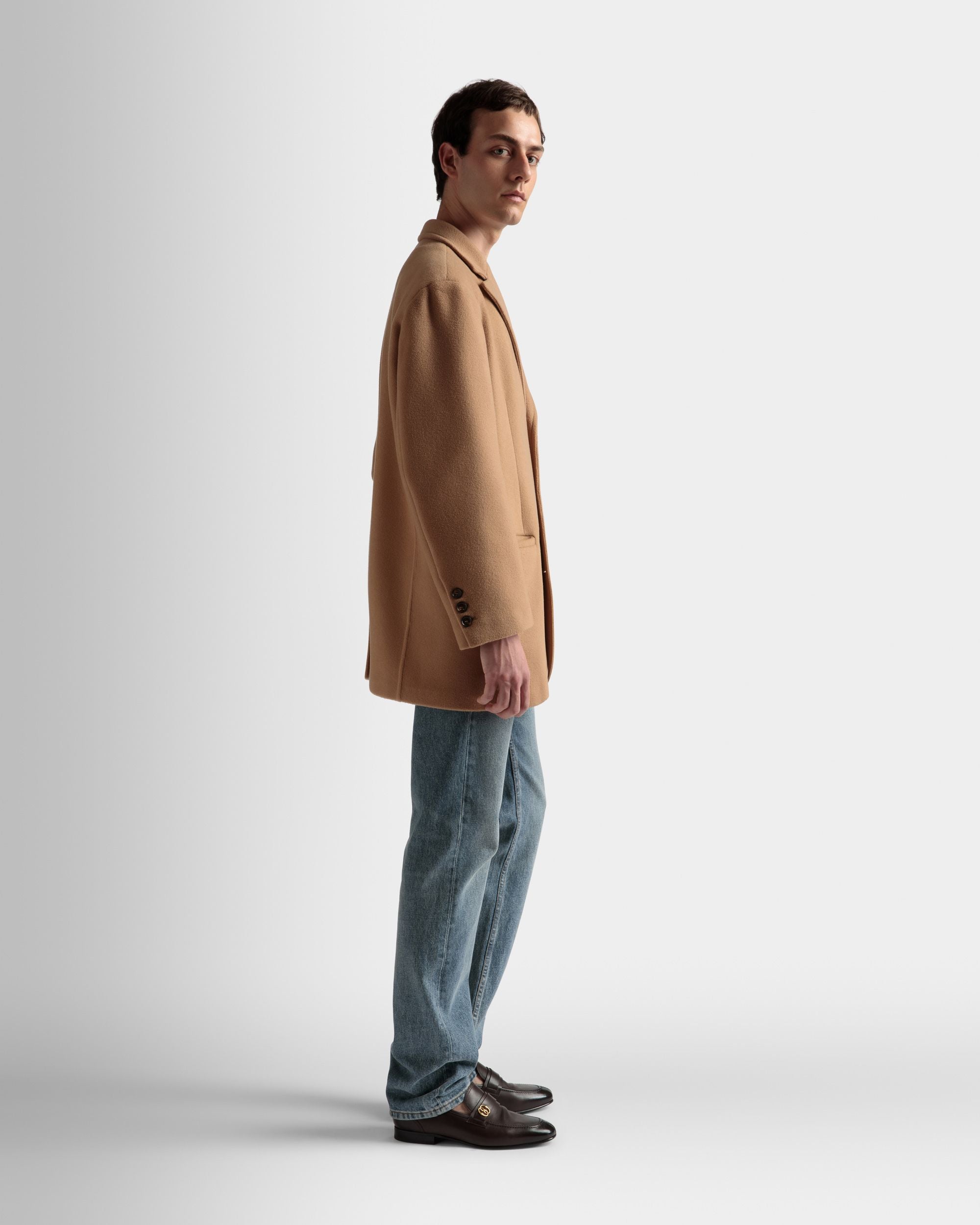 Single-Breasted Jacket In Camel Cashmere Mix - Men's - Bally - 04