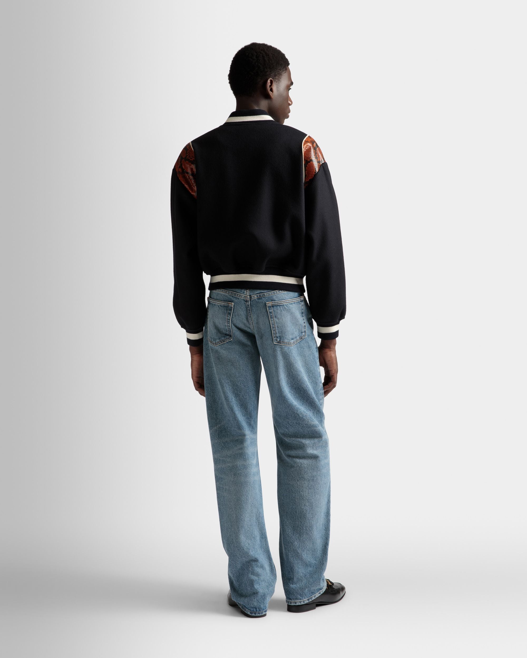 Letterman Jacket In Navy Wool Mix - Men's - Bally - 06
