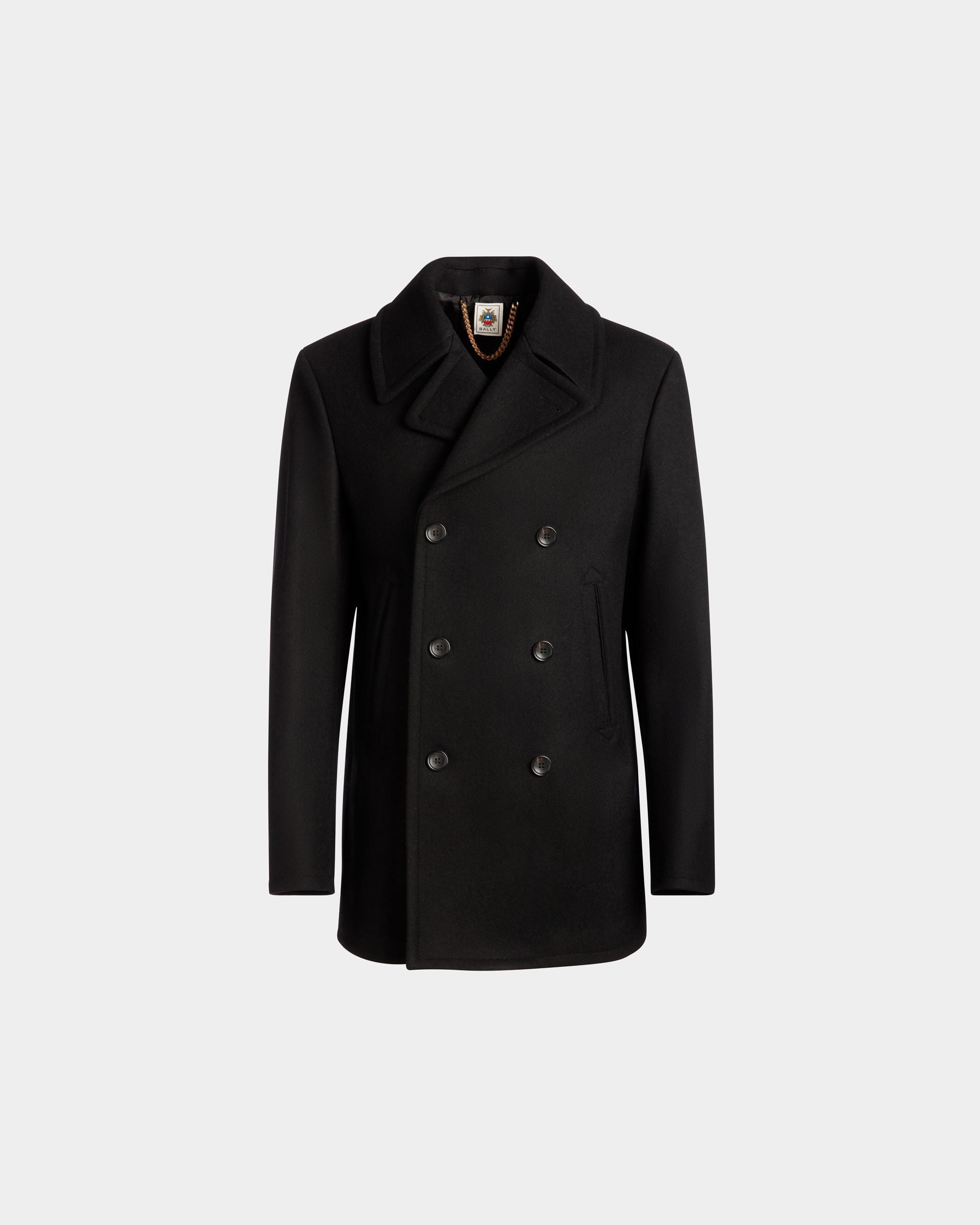 Adrien Brody Travel Collection Peacot In Black Wool Blend - Men's - Bally - 01