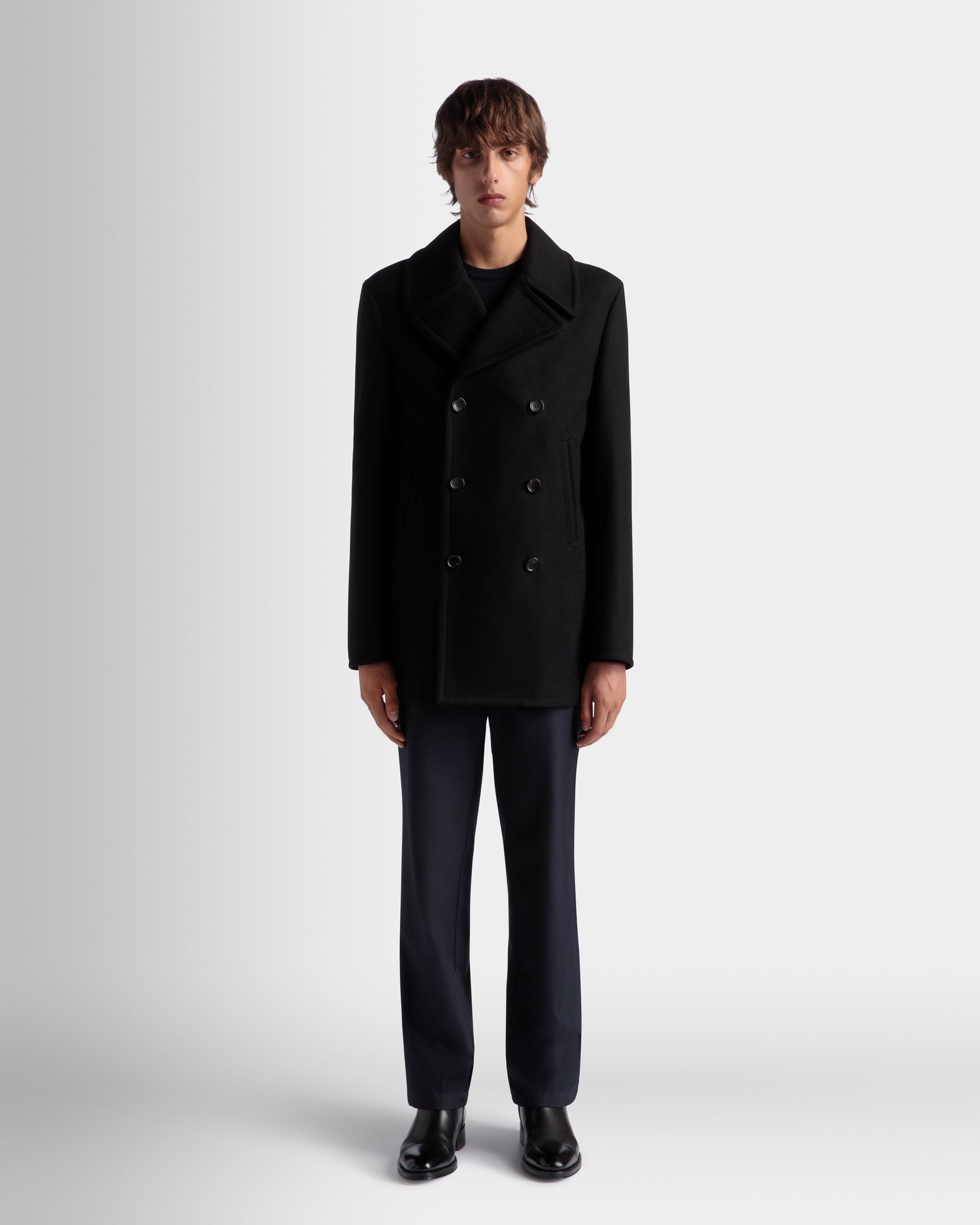 Adrien Brody Travel Collection Peacot In Black Wool Blend - Men's - Bally - 02