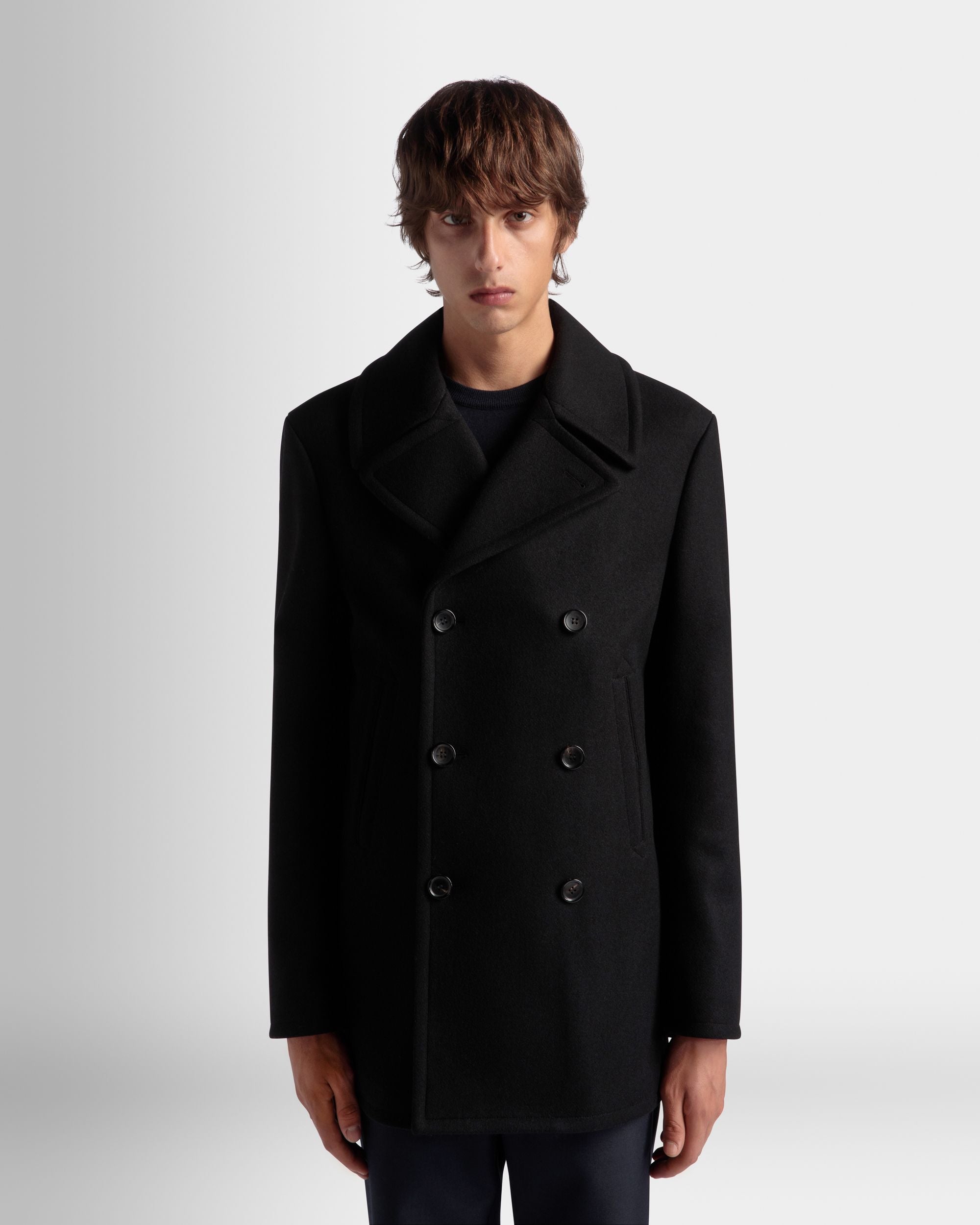 Adrien Brody Travel Collection Peacot In Black Wool Blend - Men's - Bally - 03
