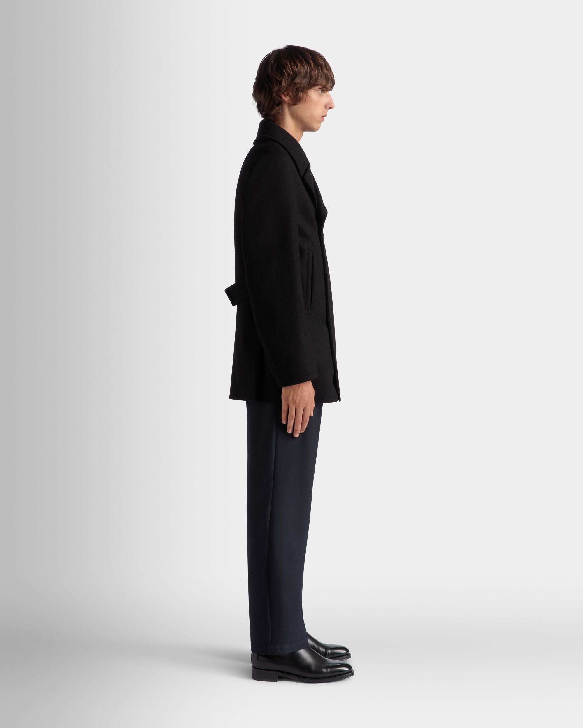 Adrien Brody Travel Collection Peacot In Black Wool Blend - Men's - Bally - 07