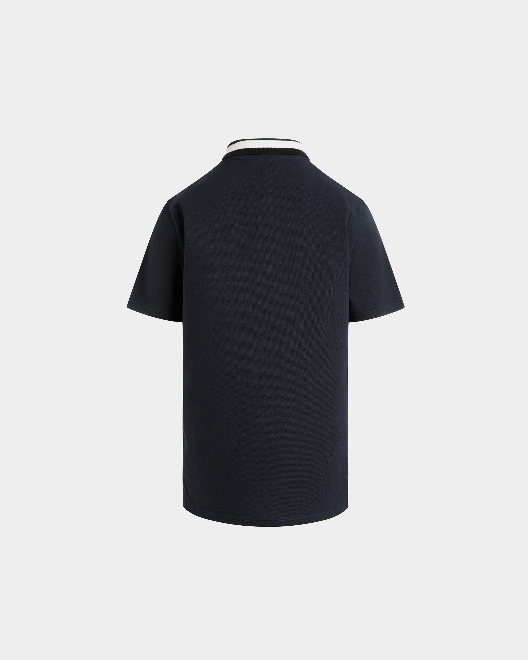 Polo Shirt in Blue Piqué-Knit Cotton - Men's - Bally - 03