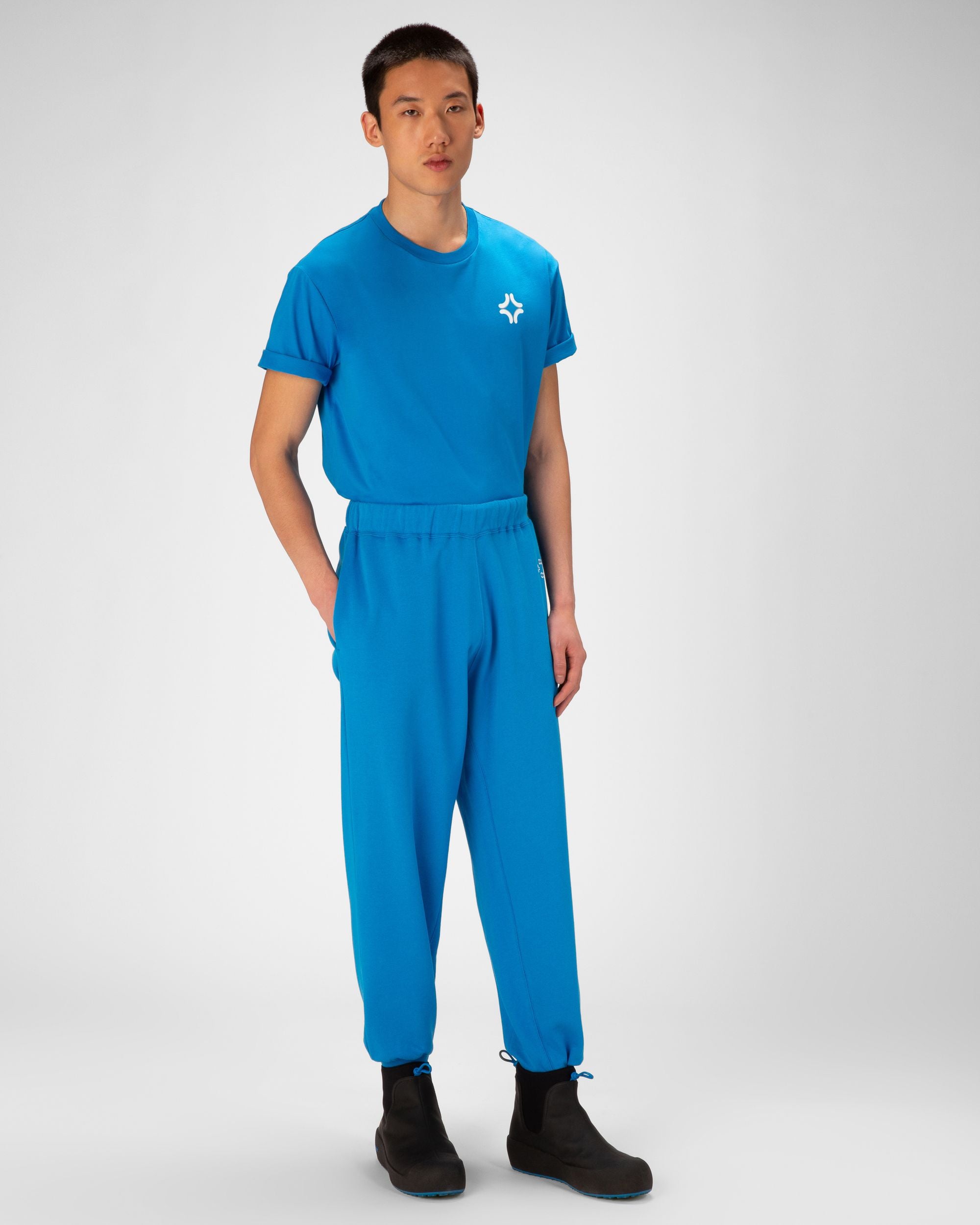 Organic Cotton T-Shirt In Blue - Men's - Bally - 05