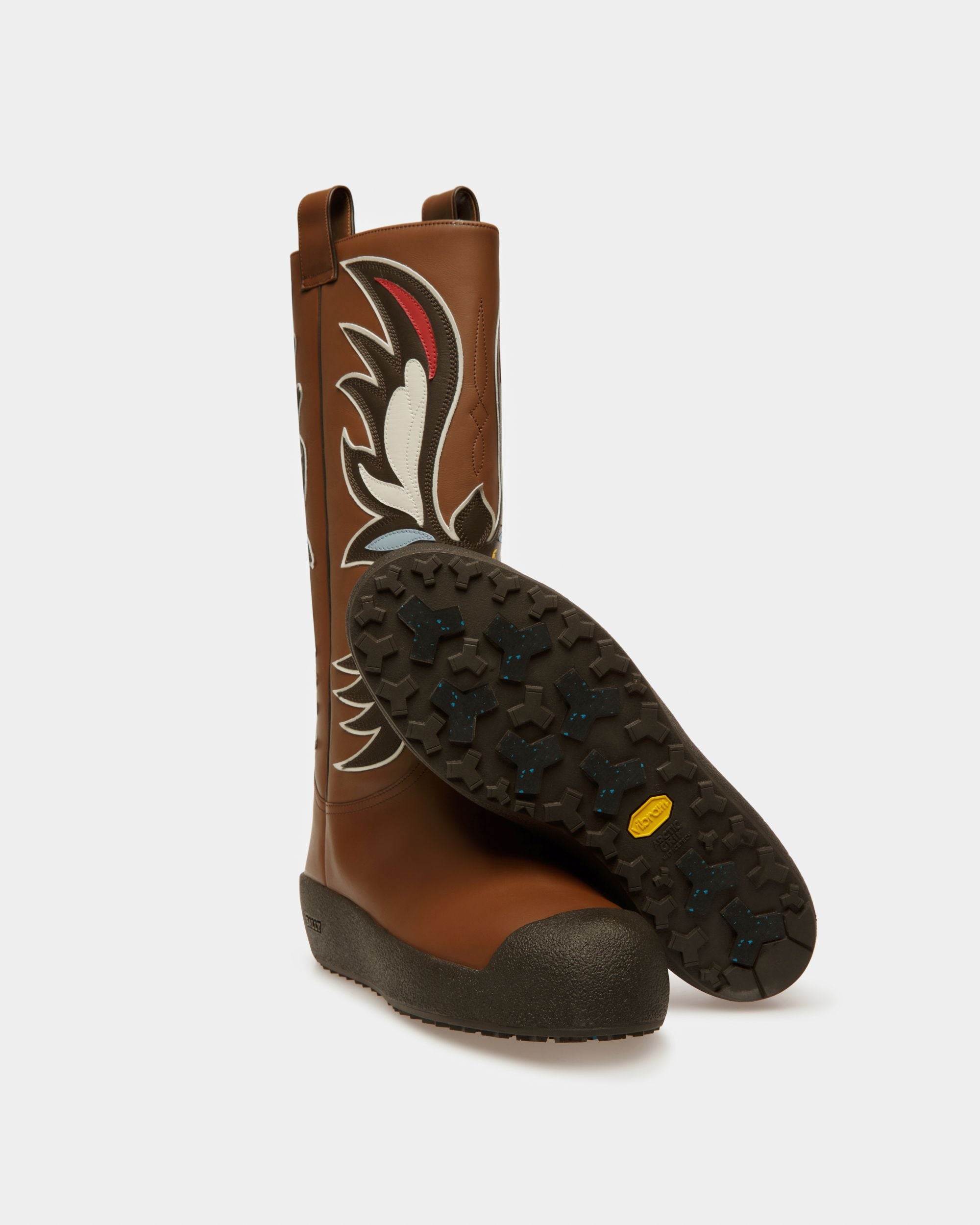Chambery Leather Snow Boots In Brown & Ebony Brown - Men's - Bally - 05