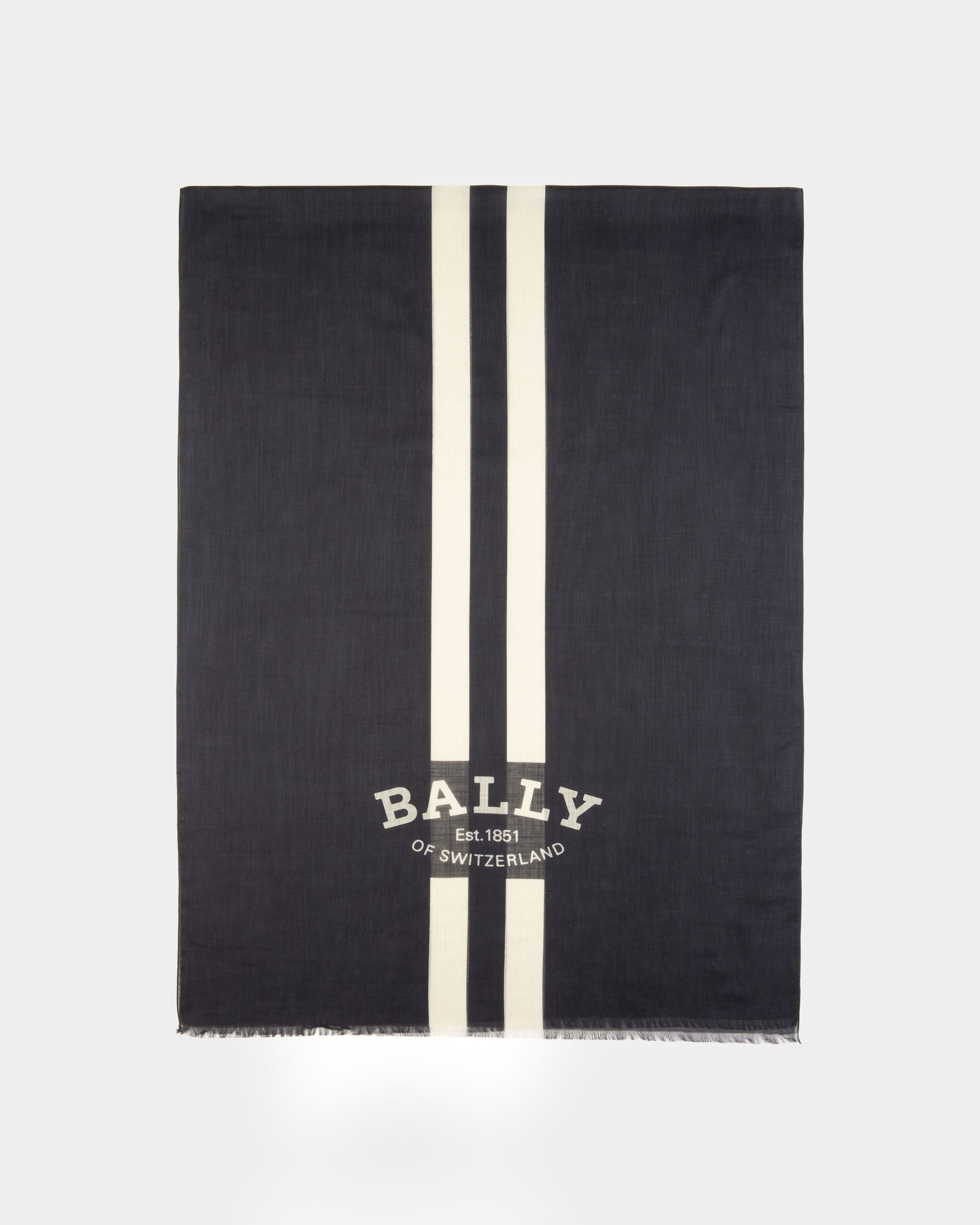 Cotton Scarf In Navy - Men's - Bally - 01